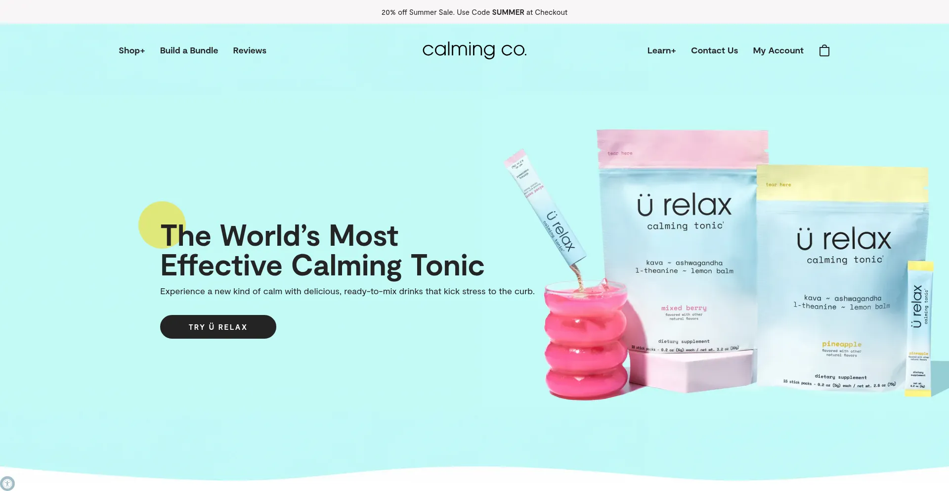 Website screenshot of Calming.co