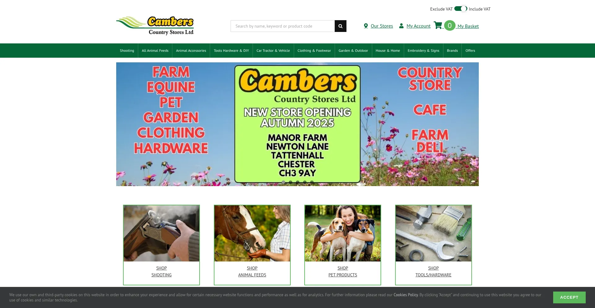 Website screenshot of Cambers.com