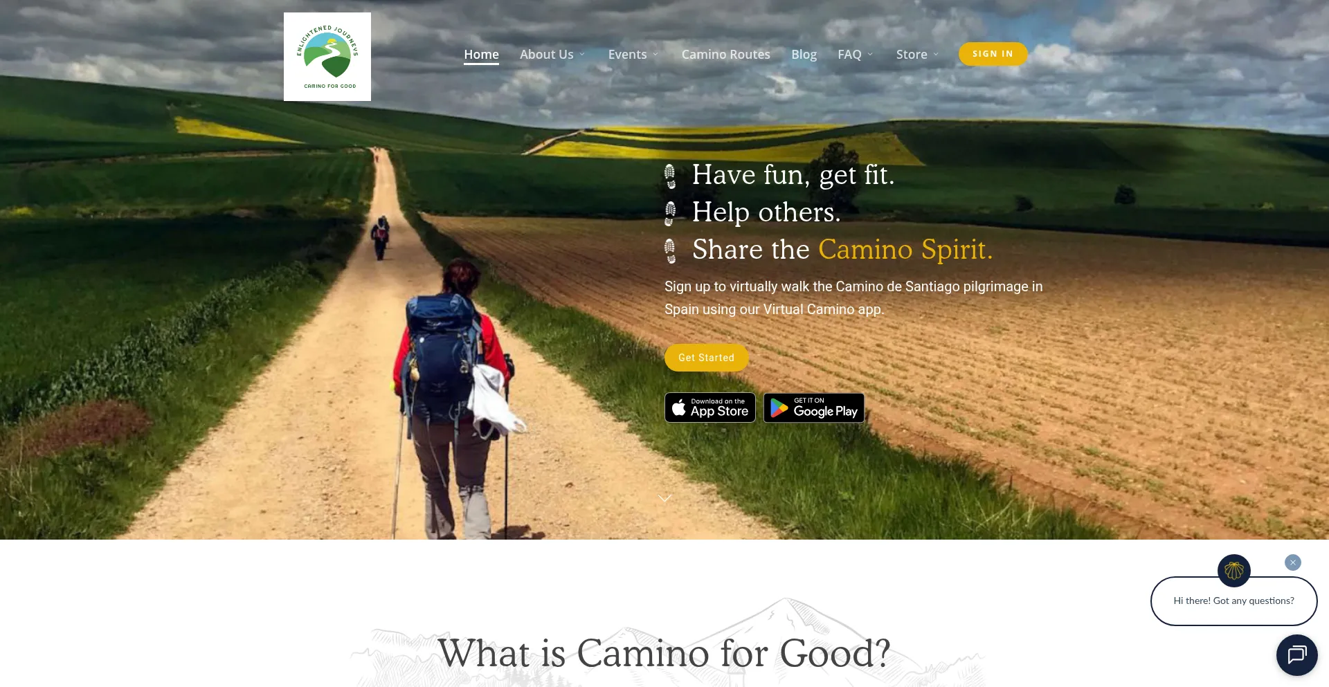 Website screenshot of Caminoforgood.com