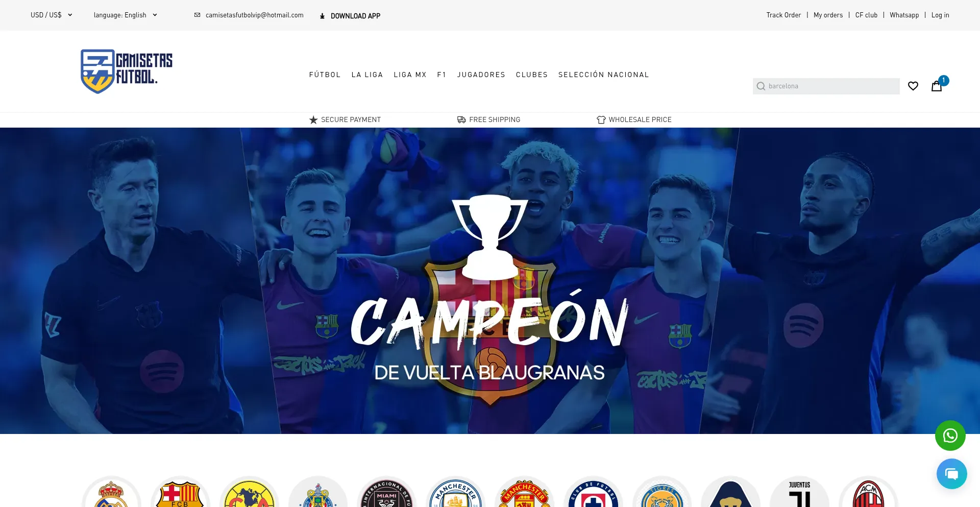 Website screenshot of Camisetasfutbol.mx