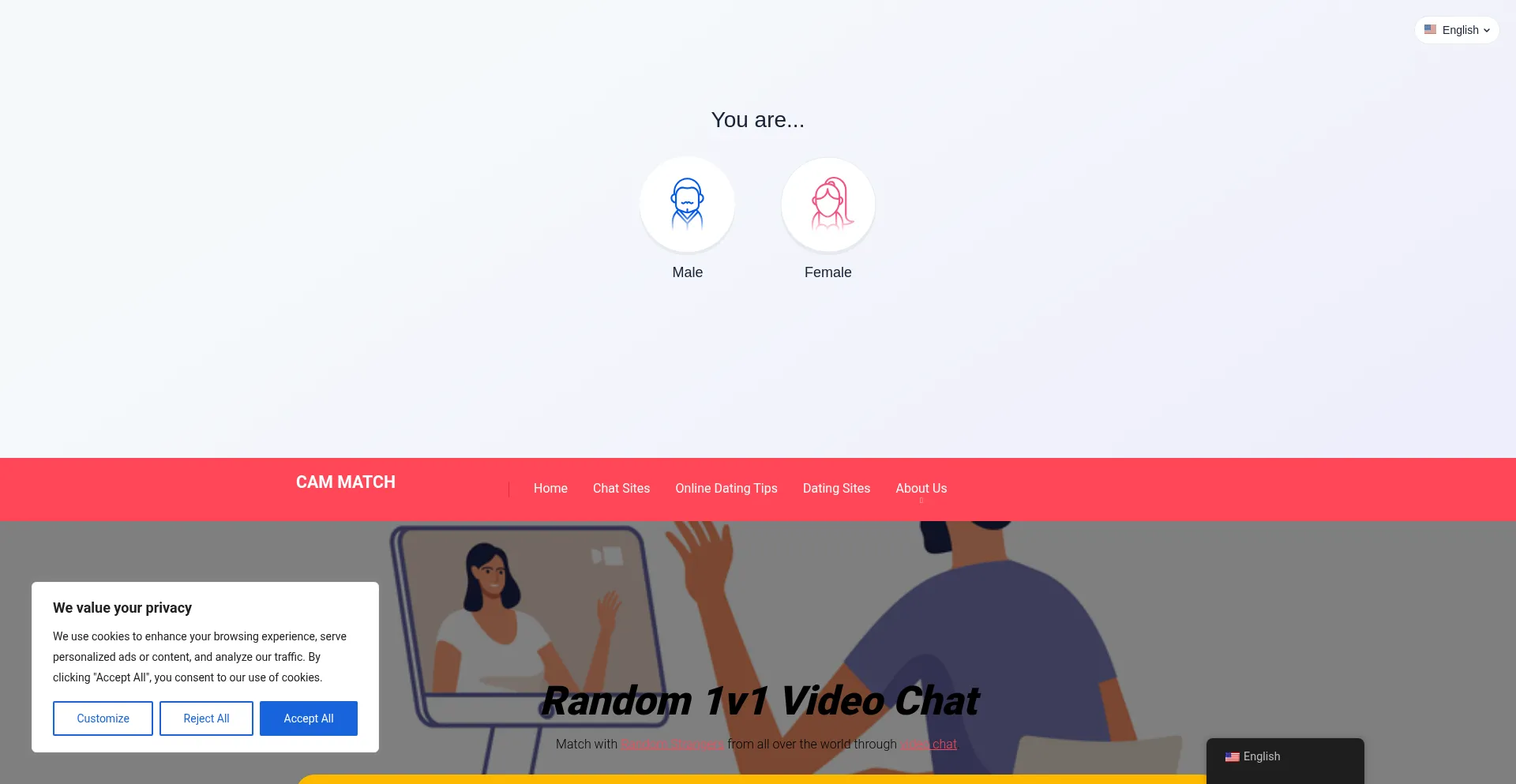 Website screenshot of Cammatch.io