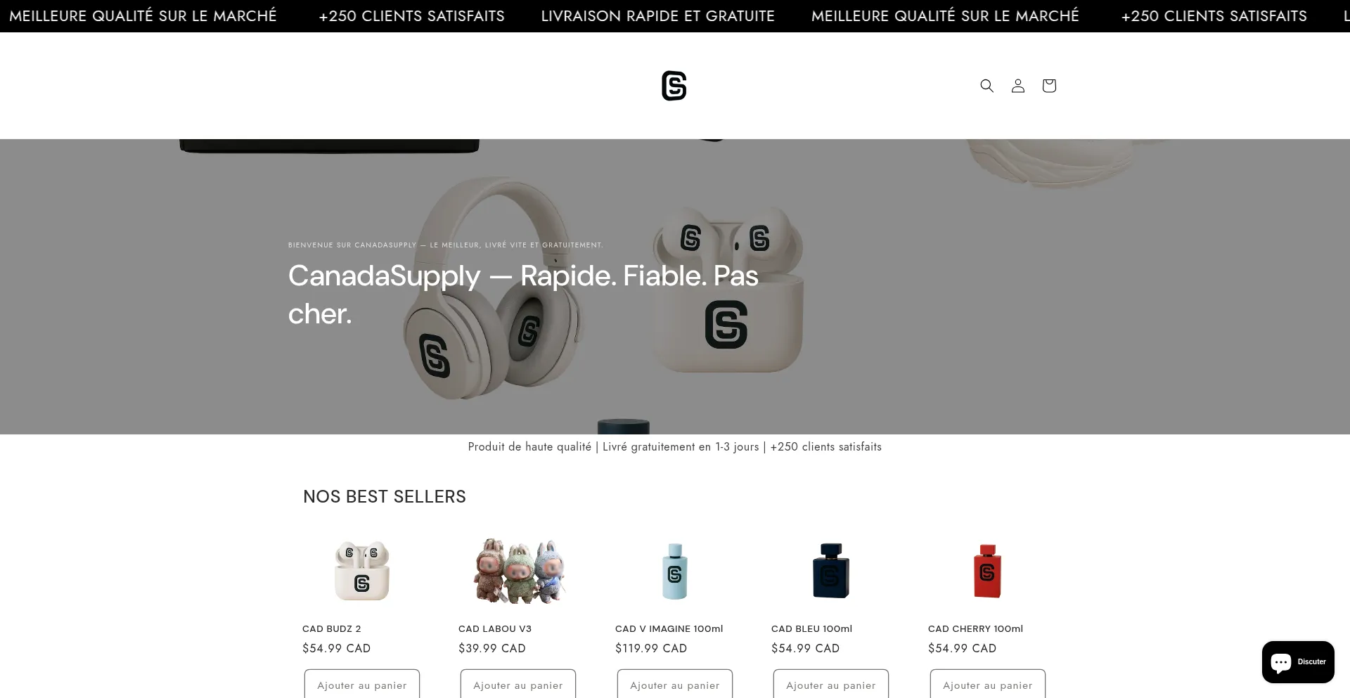 Website screenshot of Canadasupply.shop