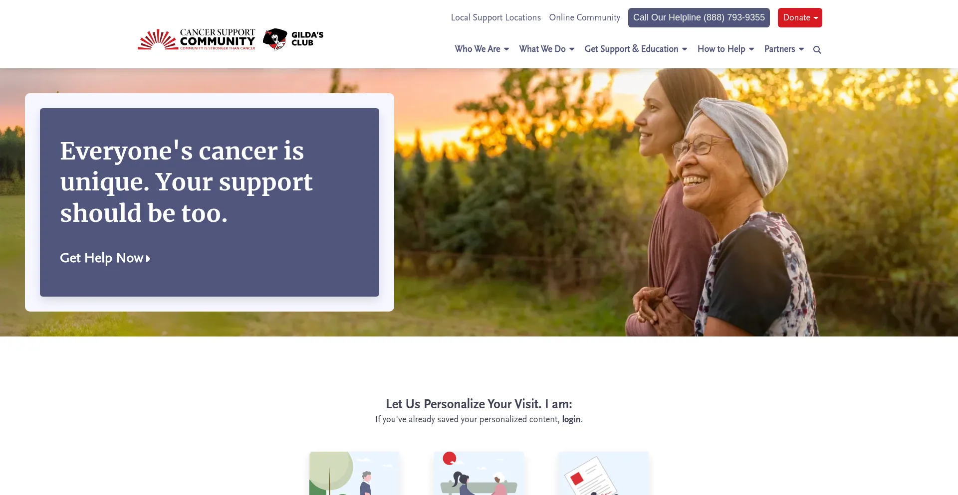 Website screenshot of Cancersupportcommunity.org