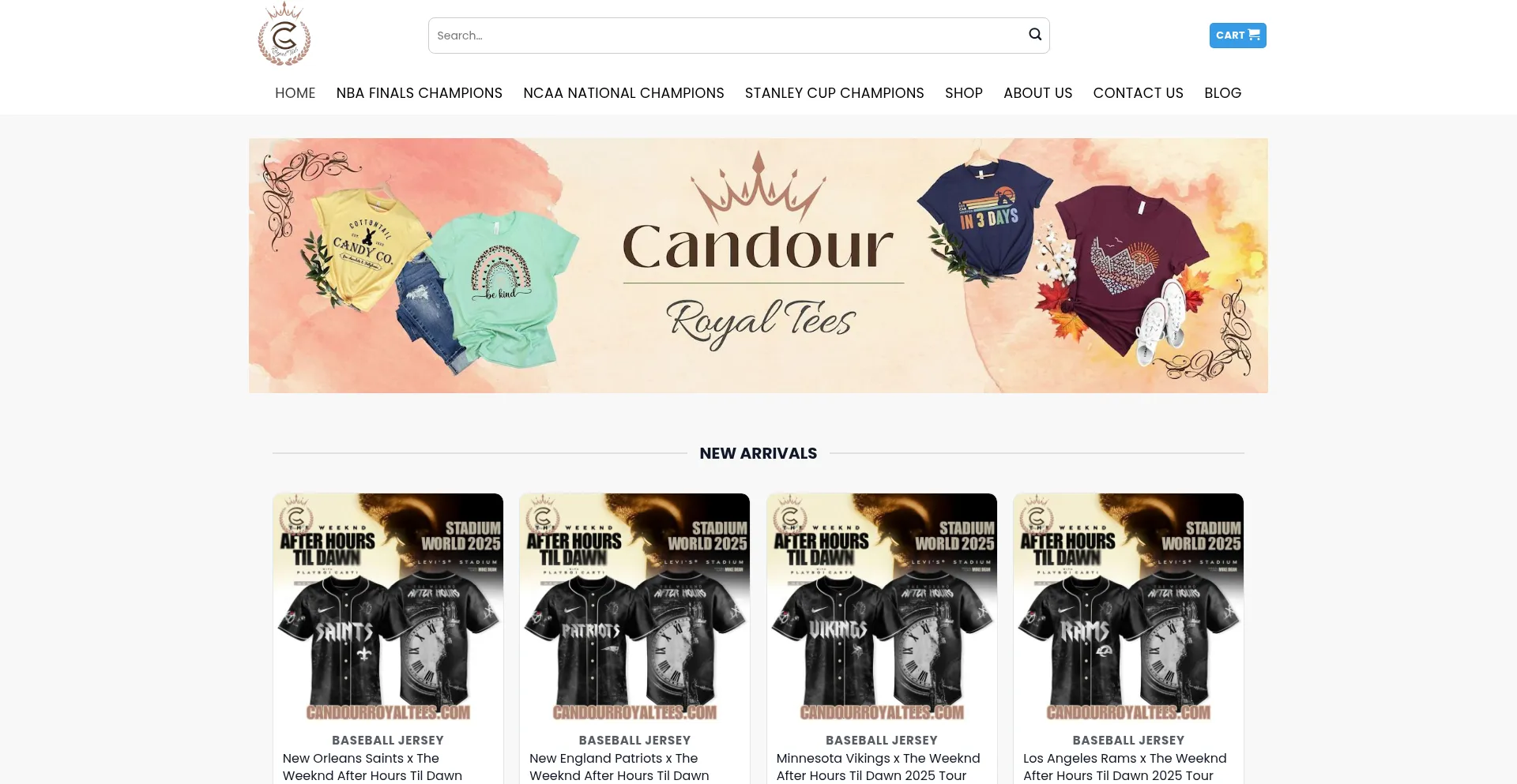 Website screenshot of Candourroyaltees.com