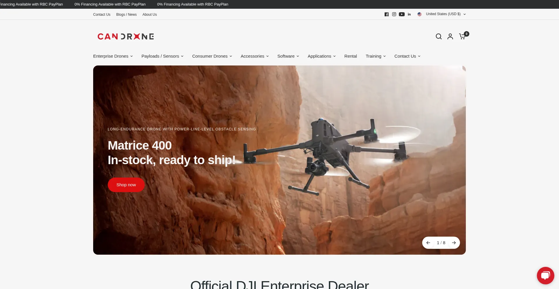 Website screenshot of Candrone.com
