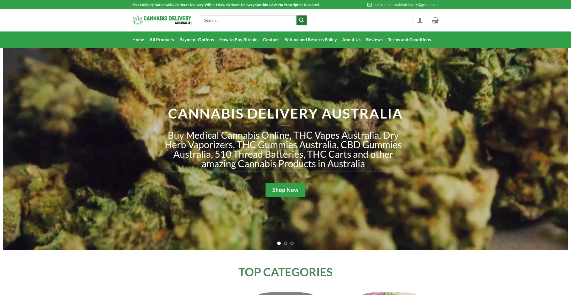 Cannabisdeliveryaustralia.com Screenshot