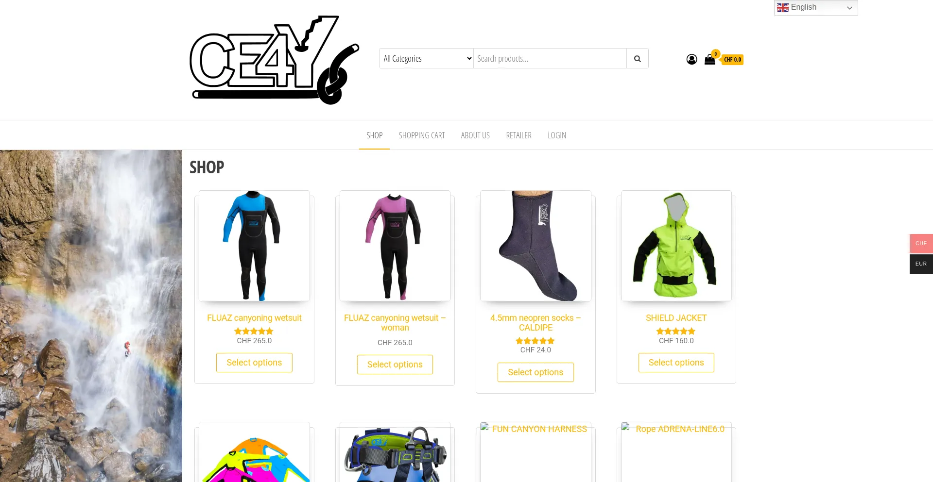 Website screenshot of Canyoning-equipment.com