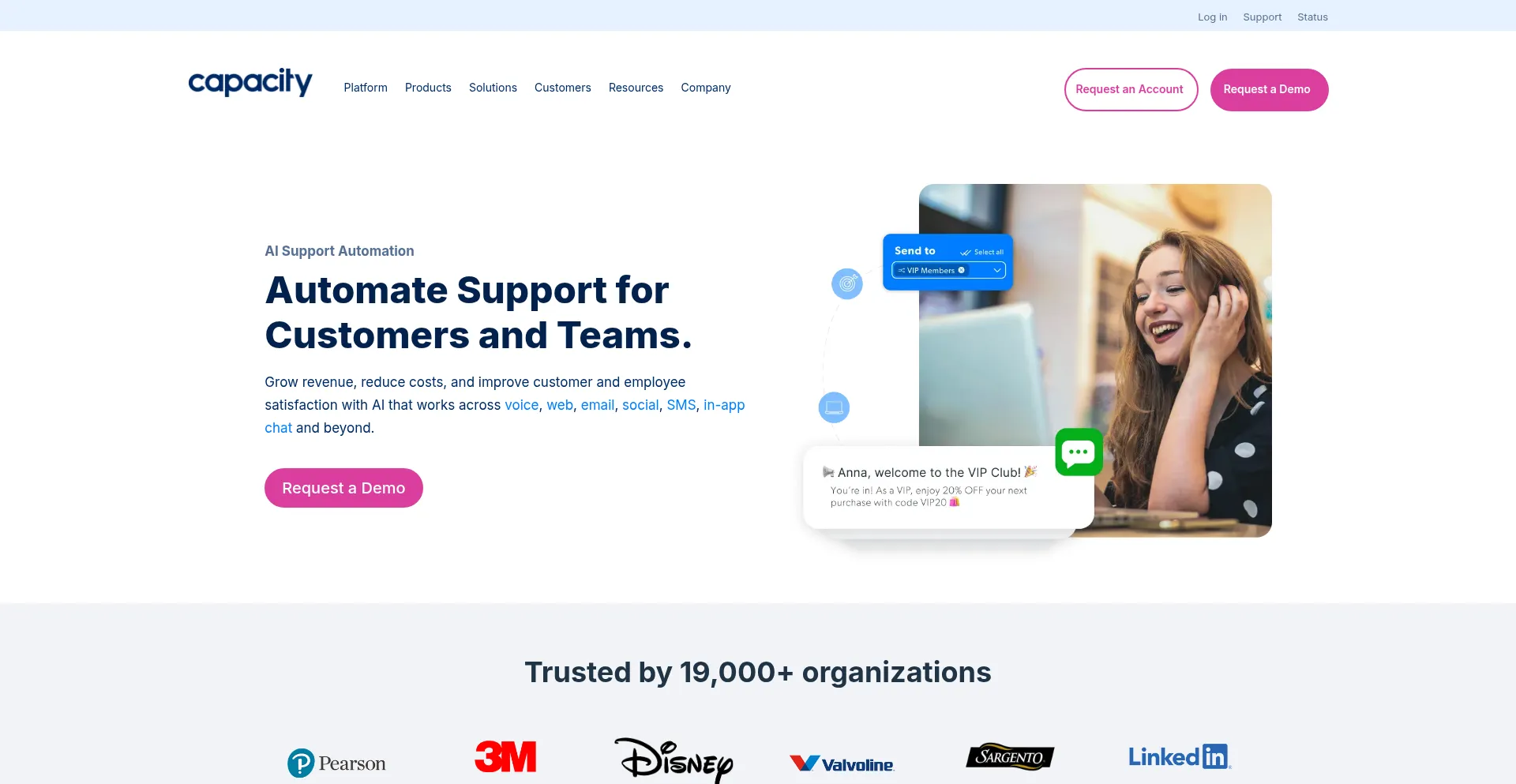 Website screenshot of Capacity.com