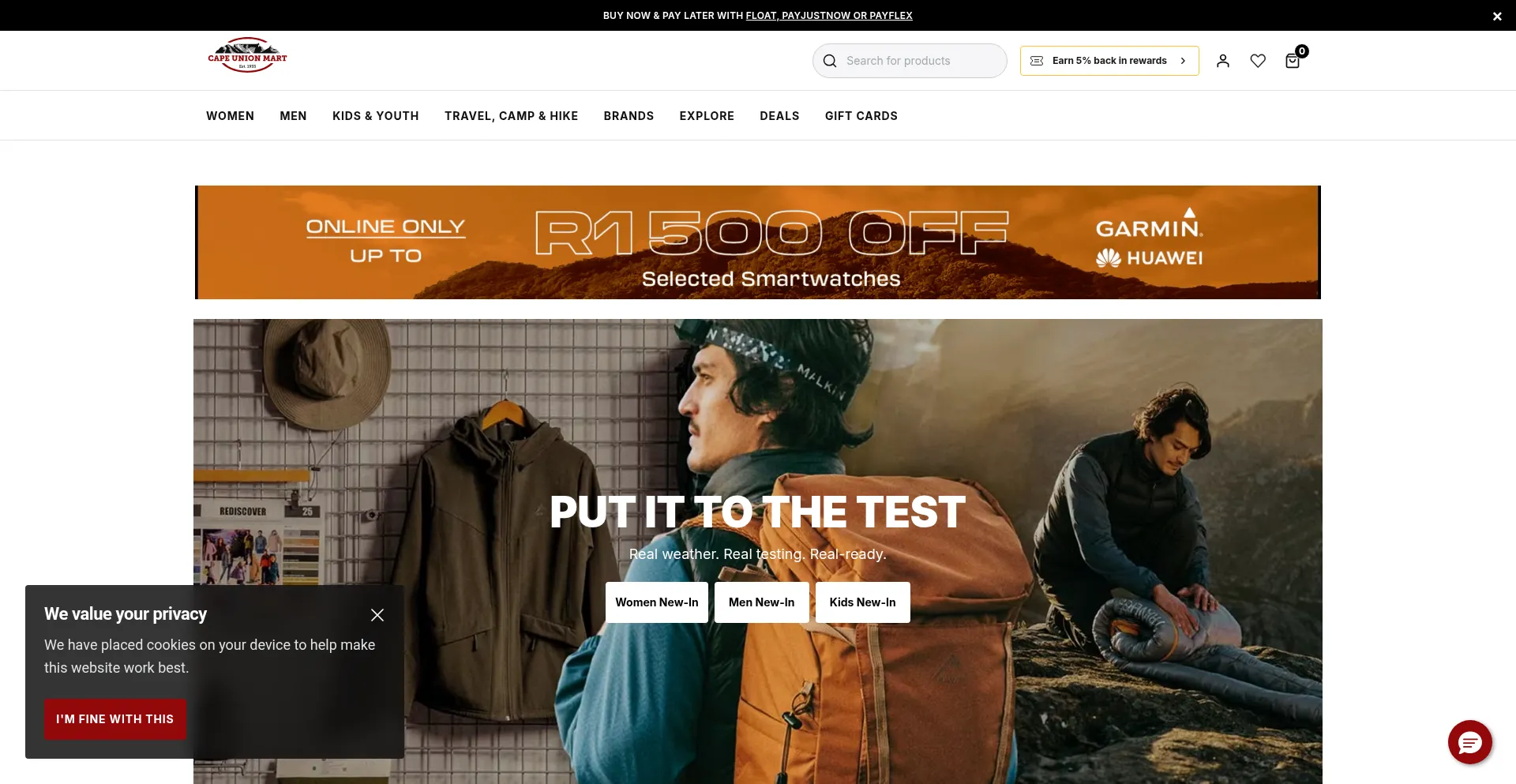 Website screenshot of Capeunionmart.co.za