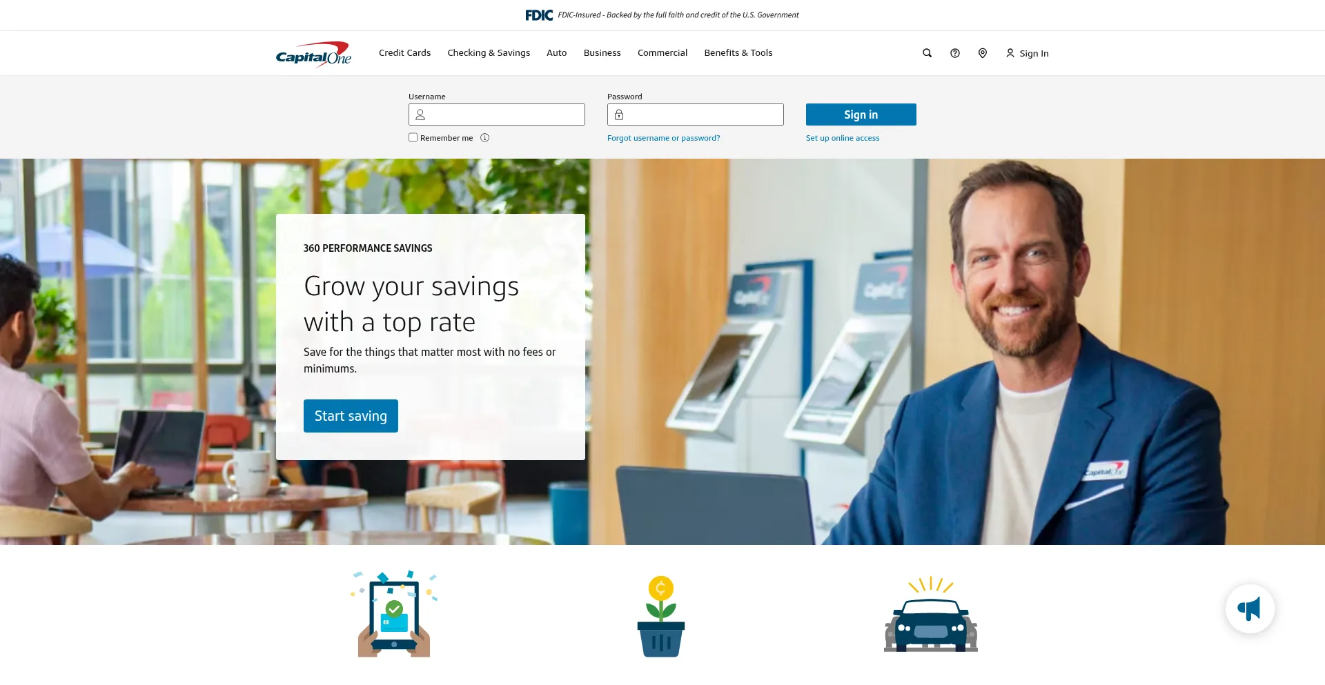 Website screenshot of Capitalone.com