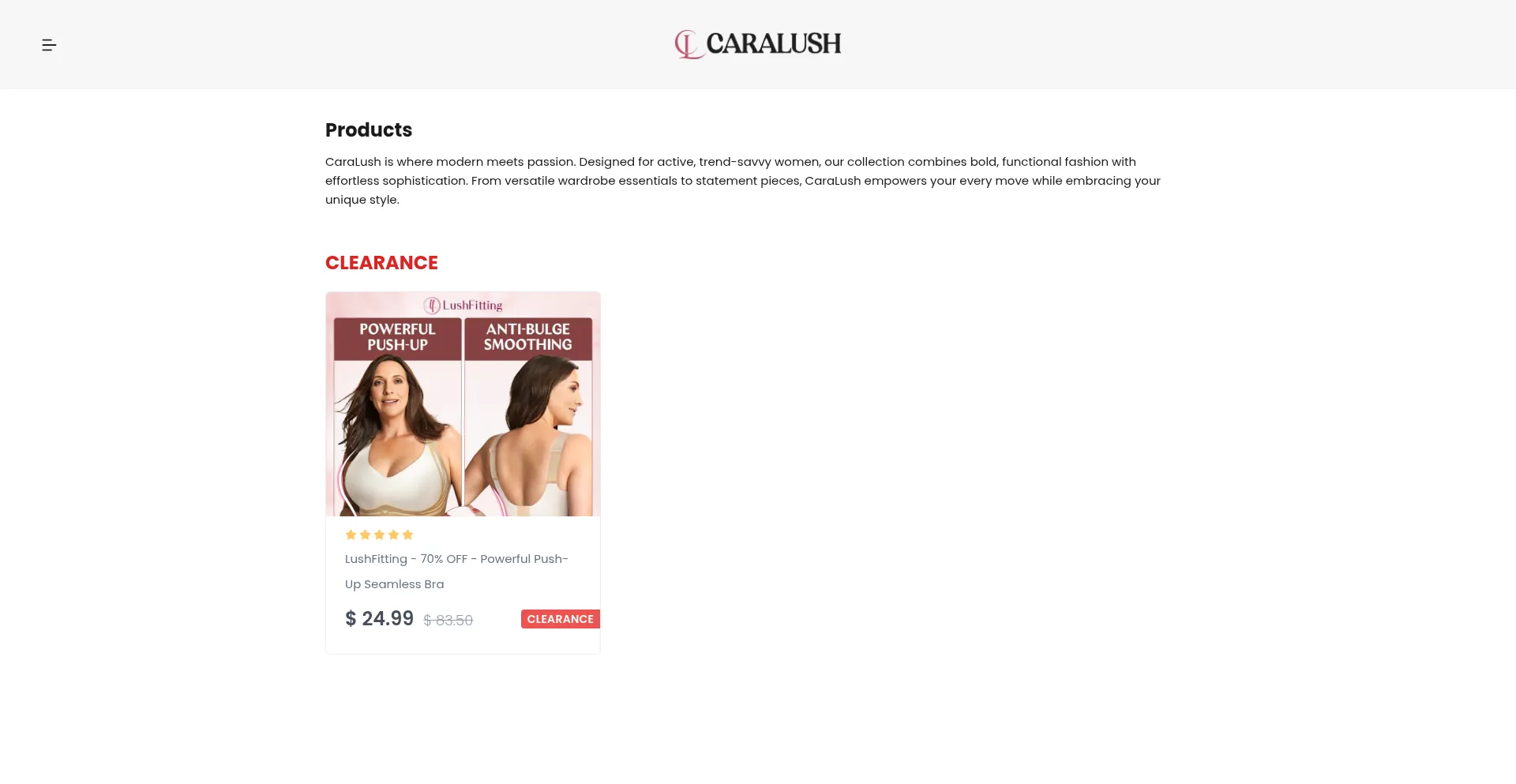 Website screenshot of Caralush.com