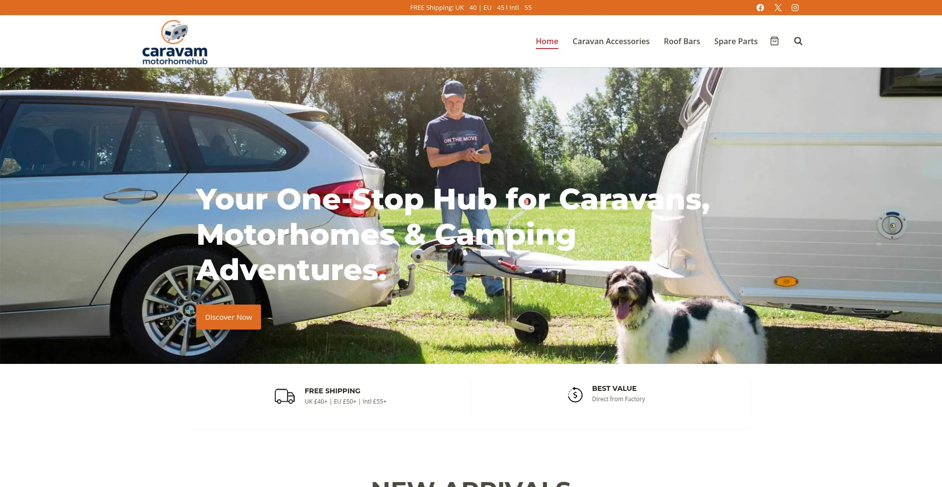 Website screenshot of Caravanmotorhomehub.com