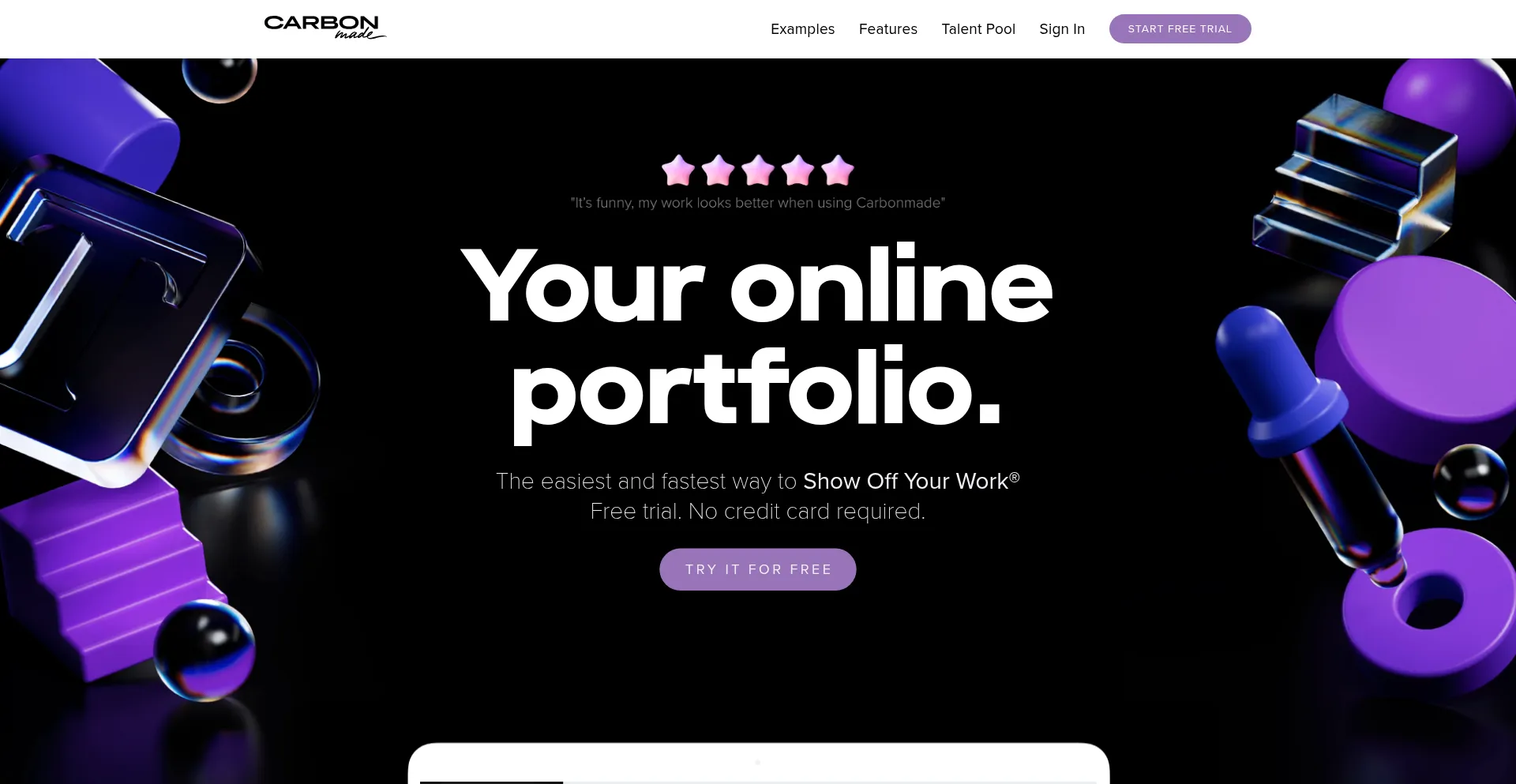 Website screenshot of Carbonmade.com