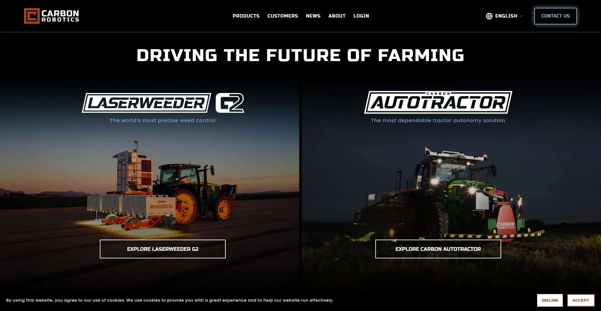 Website screenshot of Carbonrobotics.com