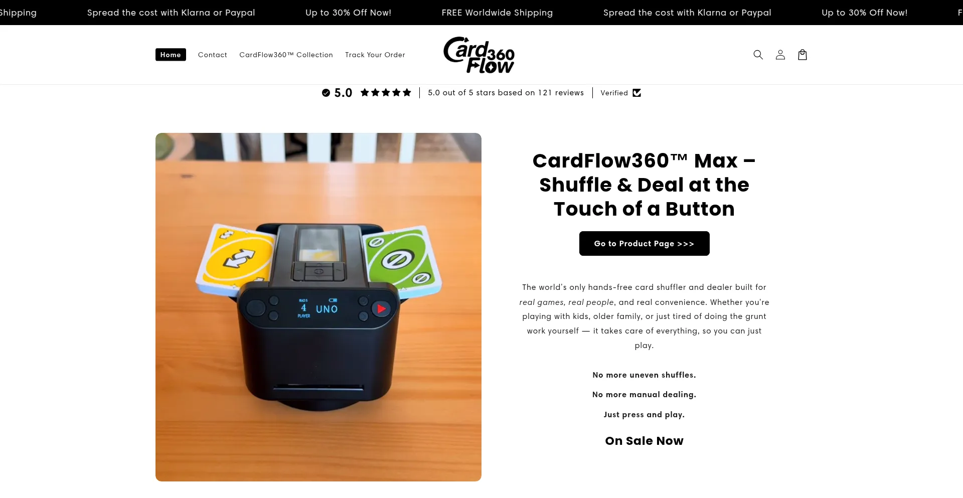 Website screenshot of Cardflow360.com