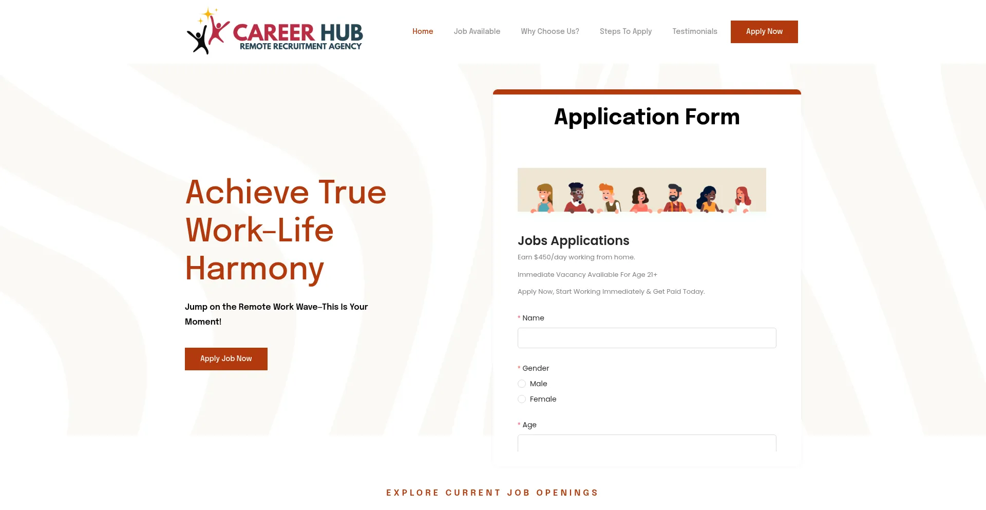 Website screenshot of Careerhub-connect.com