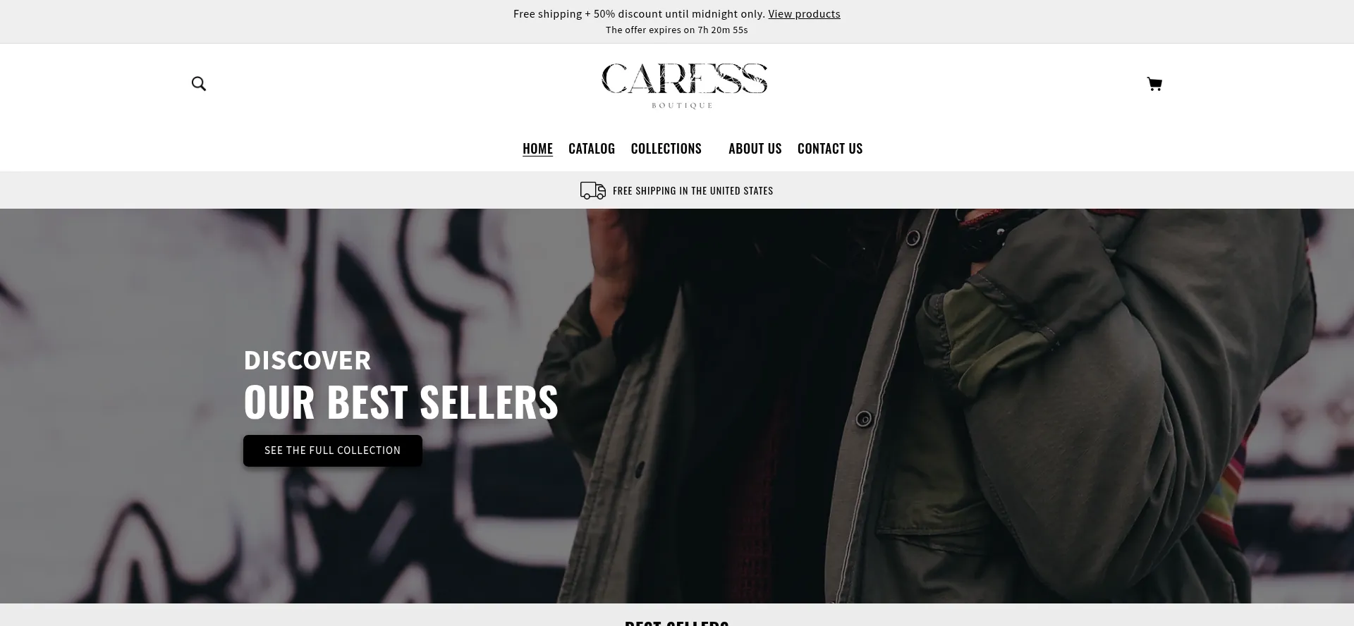 Website screenshot of Caress-boutique.com