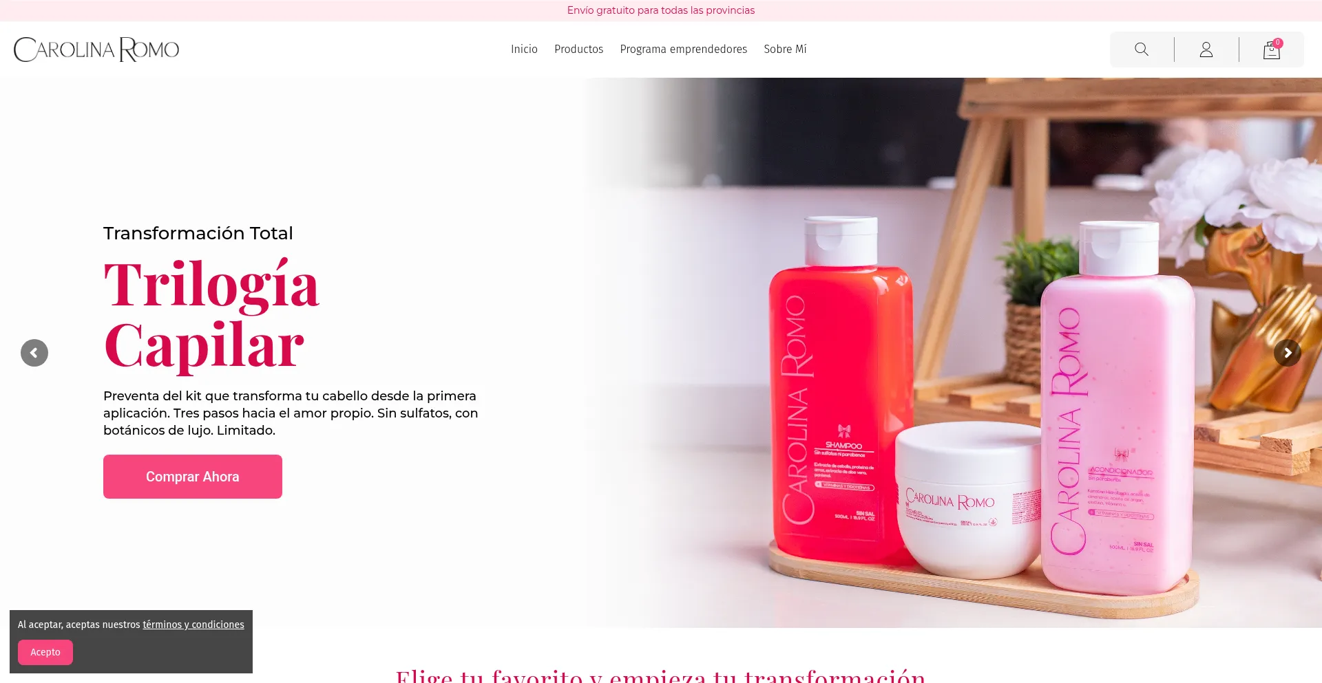 Website screenshot of Carolinaromo.com.ec