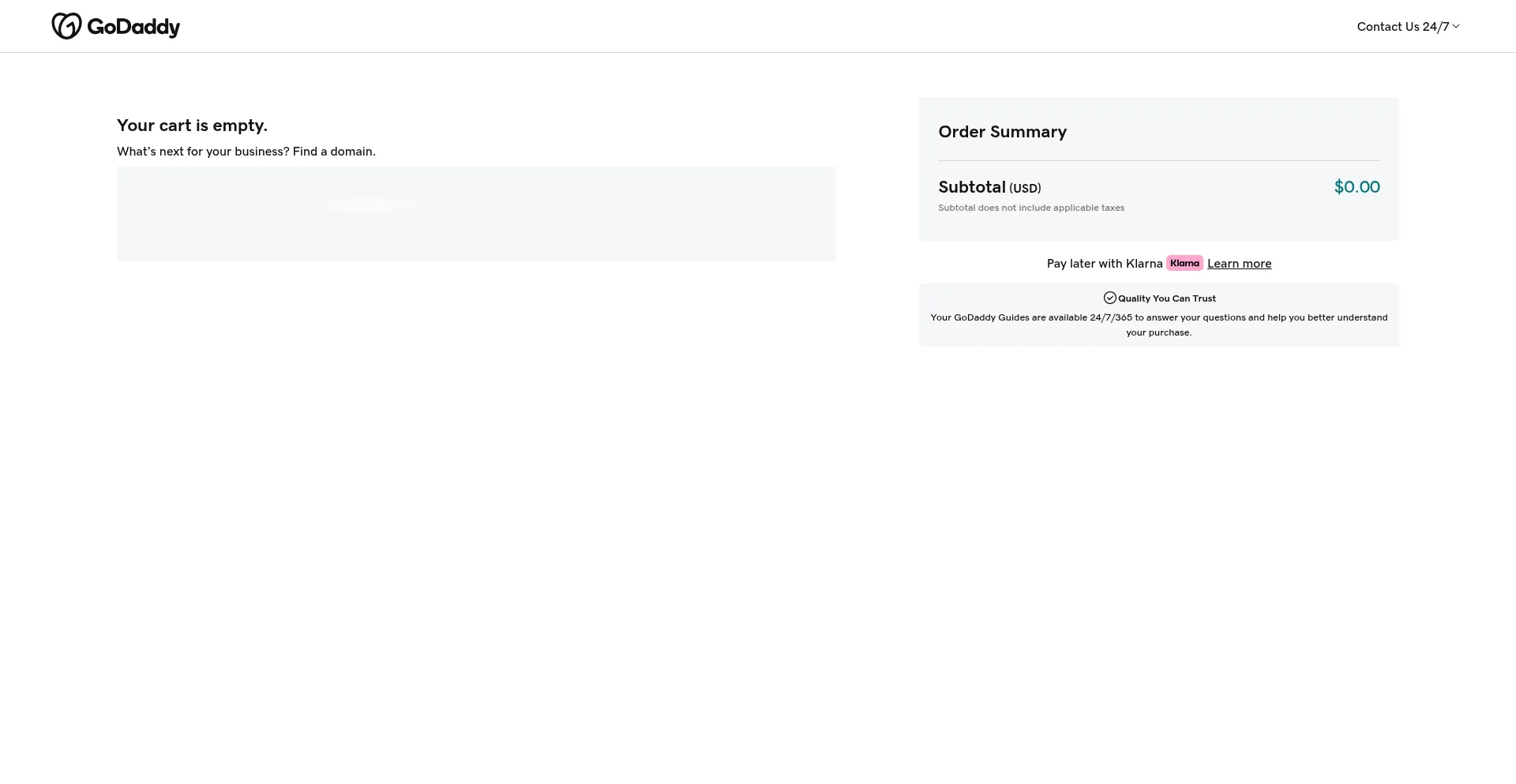Website screenshot of Cart.godaddy.com