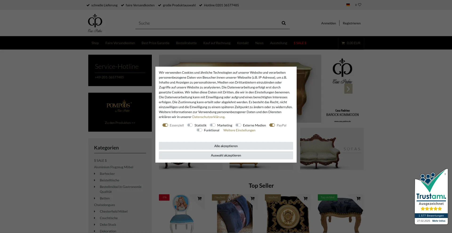 Website screenshot of Casa-padrino.de