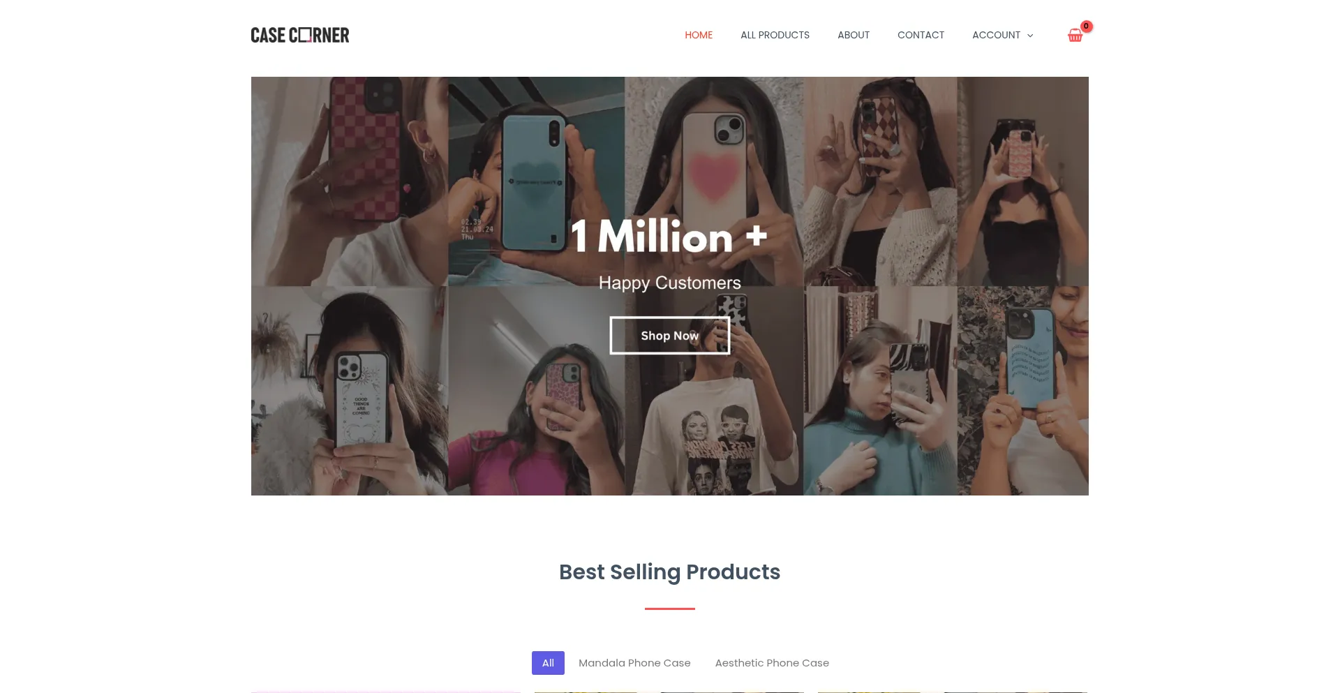 Website screenshot of Casecorner.in