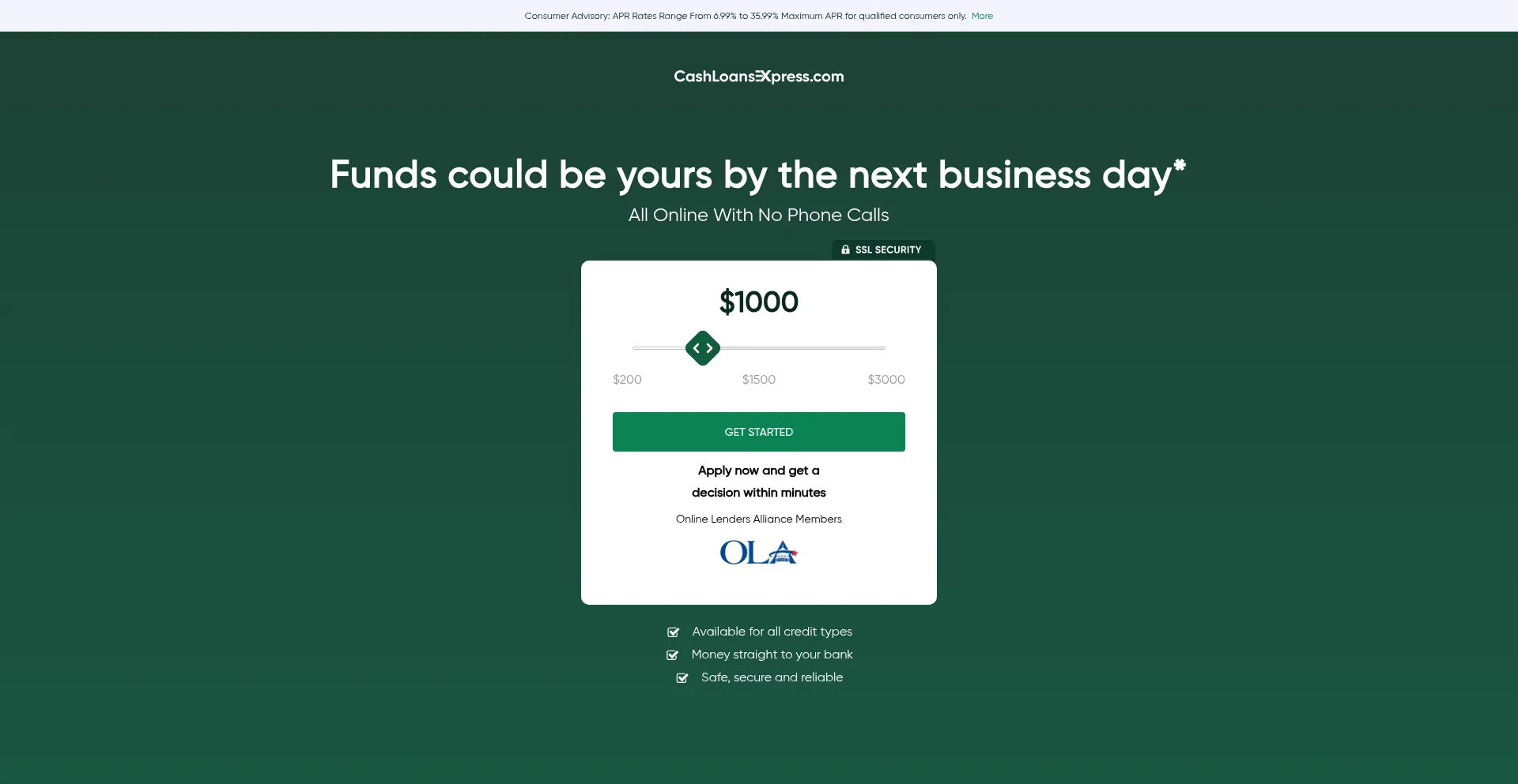 Cashloansexpress.com Screenshot