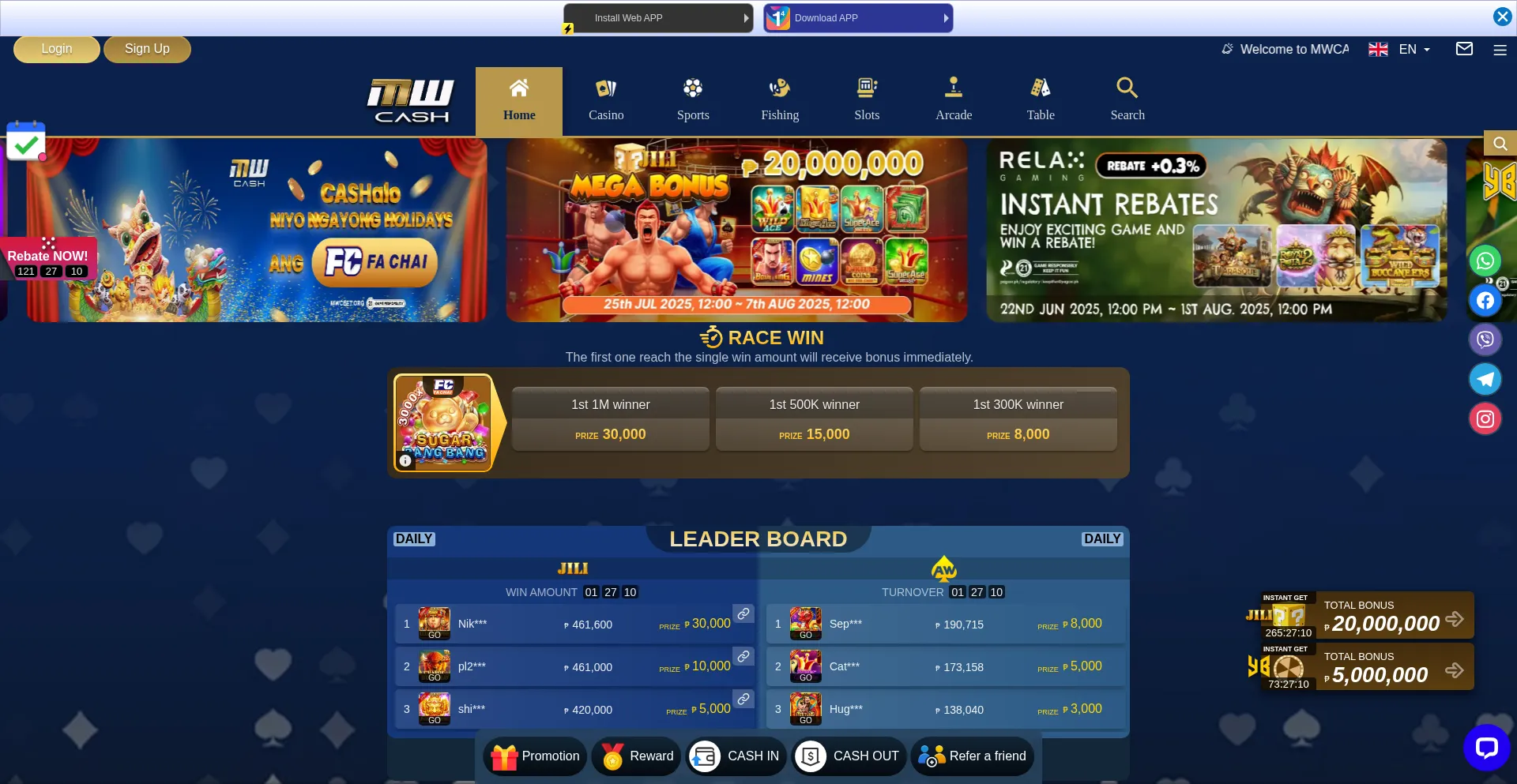 Website screenshot of Cashweb.fun
