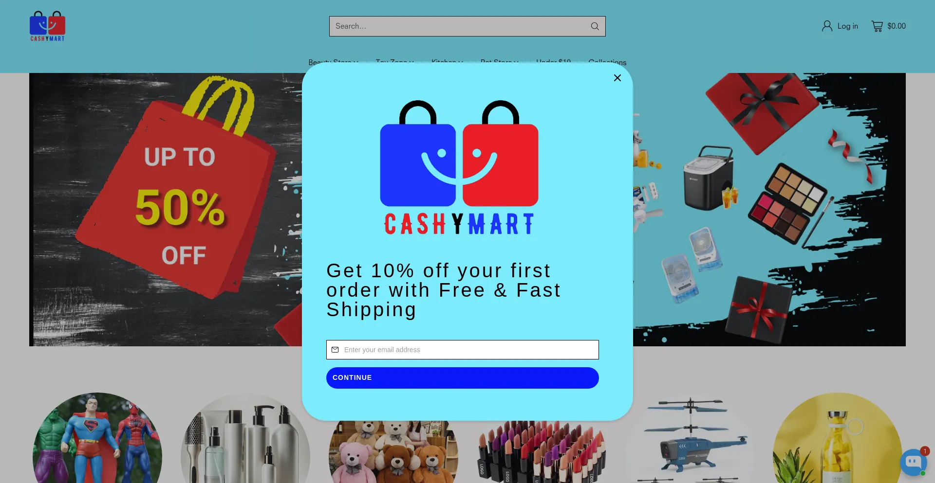 Website screenshot of Cashymart.com