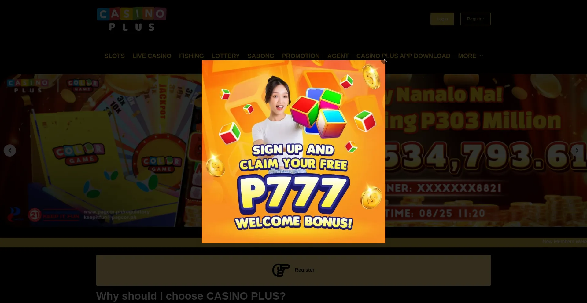 Website screenshot of Casinoplus-bet.ph