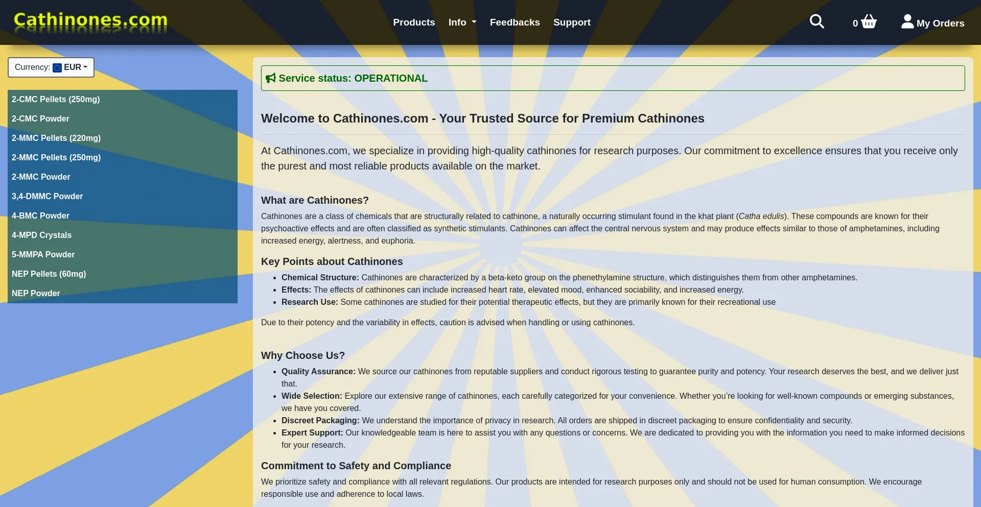 Website screenshot of Cathinones.com