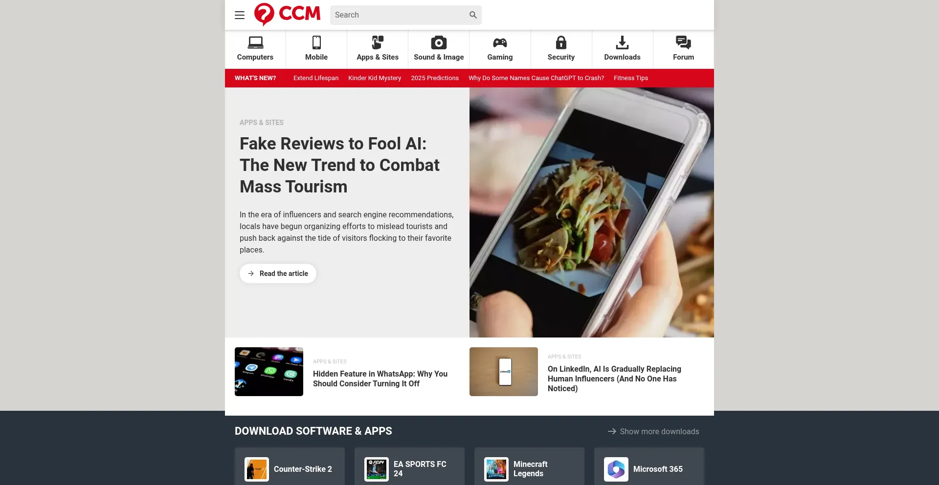Website screenshot of Ccm.net