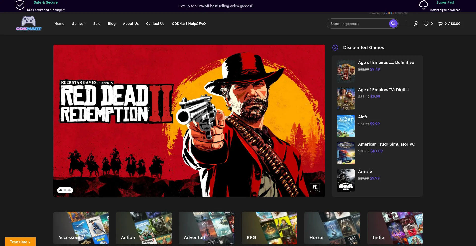 Website screenshot of Cdkmart.com