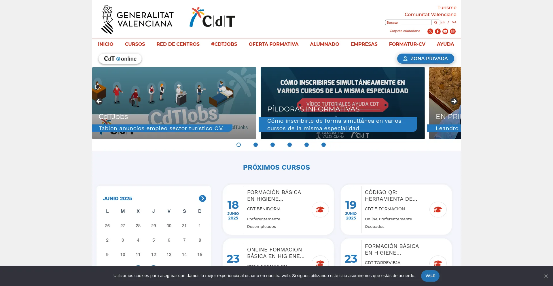 Website screenshot of Cdt.gva.es