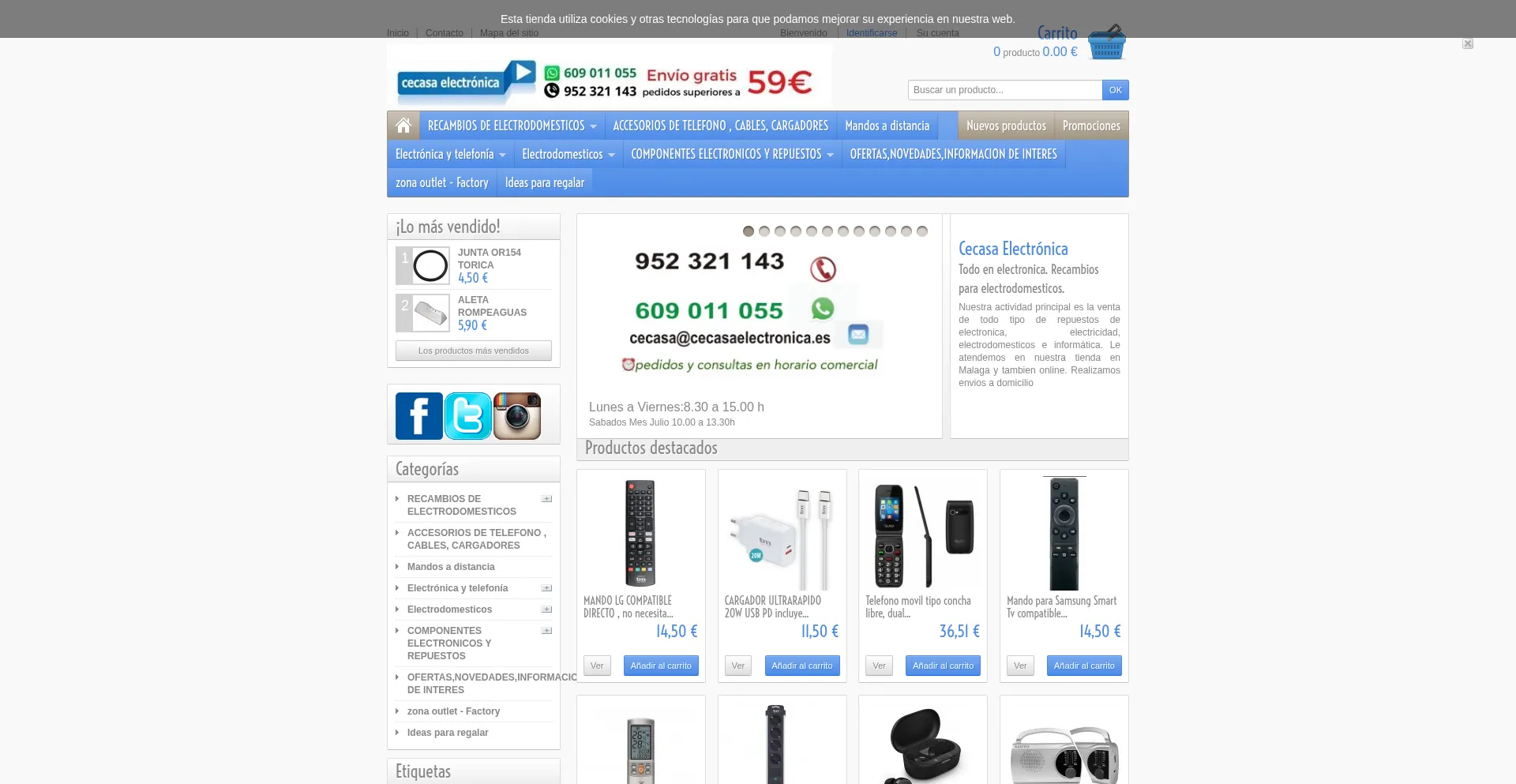 Website screenshot of Cecasaelectronica.es