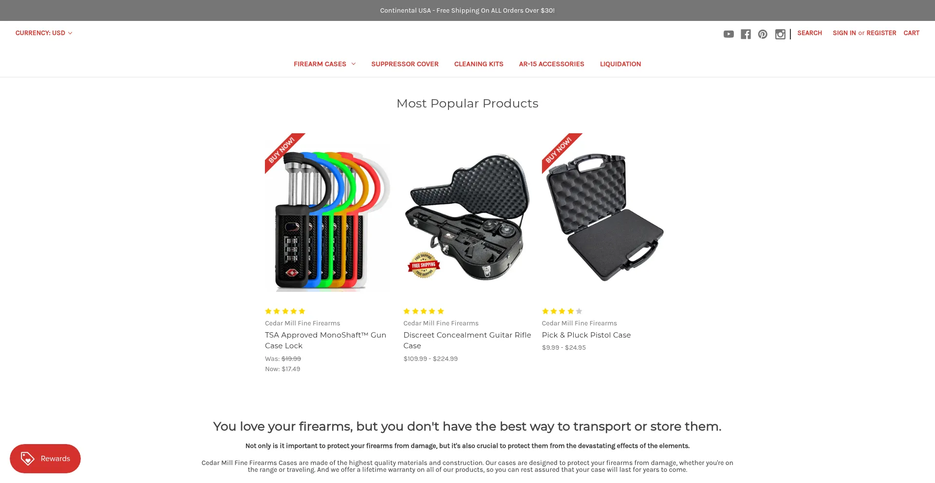 Website screenshot of Cedarmillfirearms.com