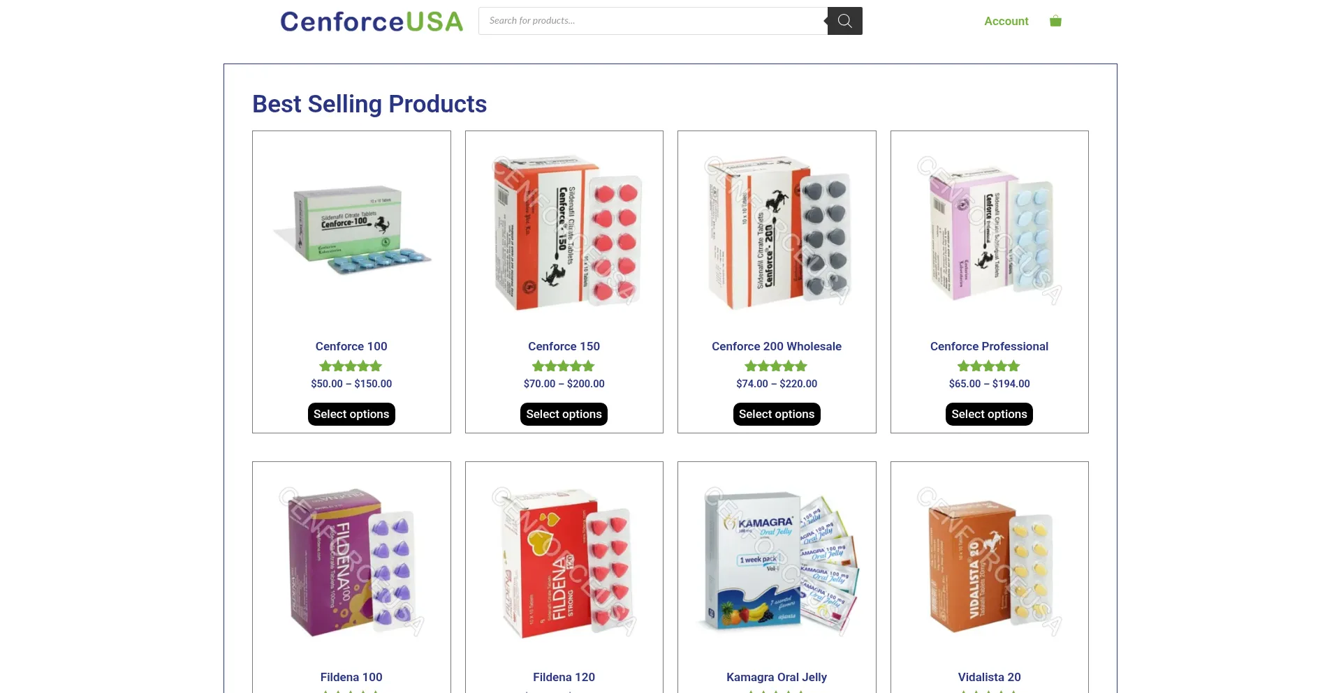Website screenshot of Cenforceusa.com