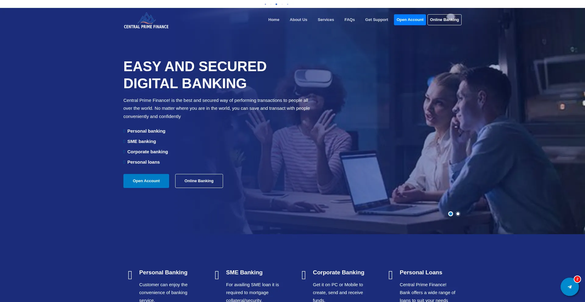 Website screenshot of Centralprimefinance.com