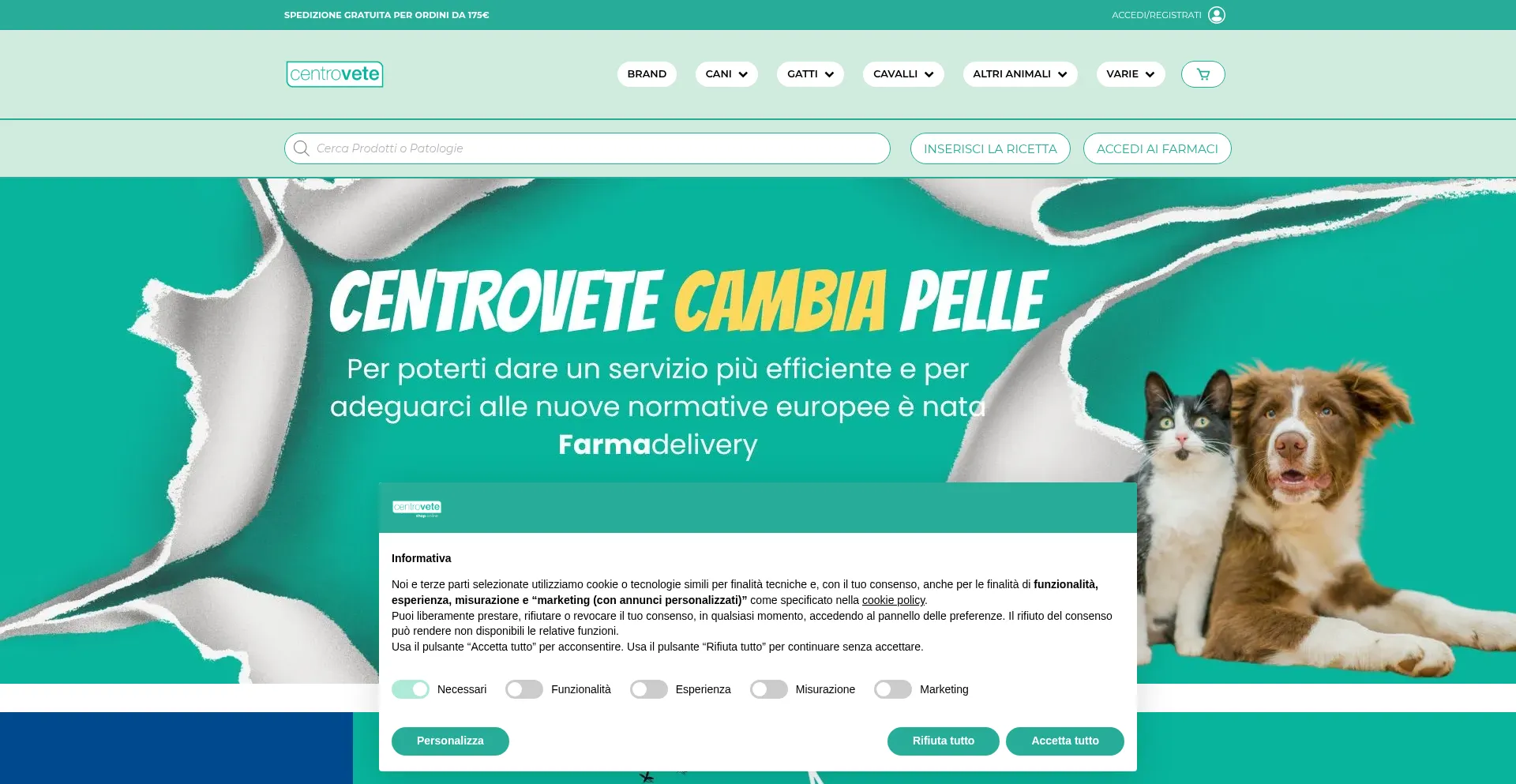 Website screenshot of Centrovete.com