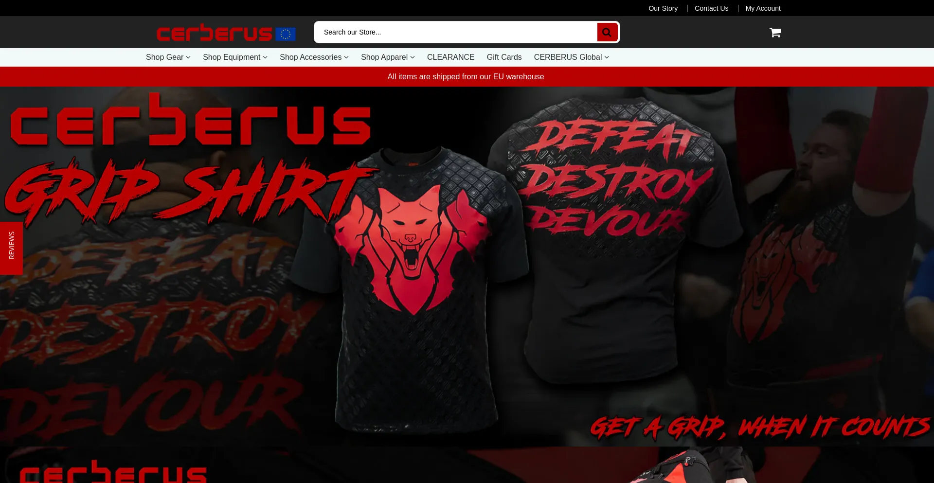 Website screenshot of Cerberus-strength.eu