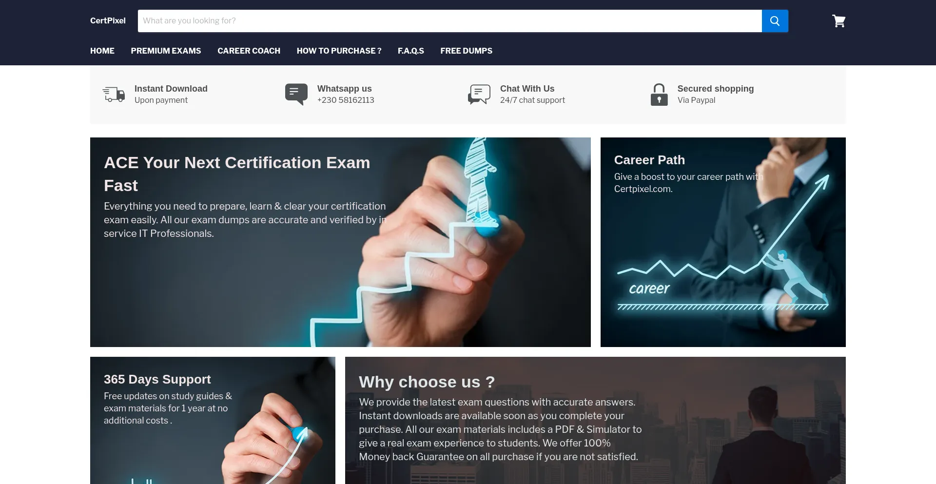 Website screenshot of Certpixel.com