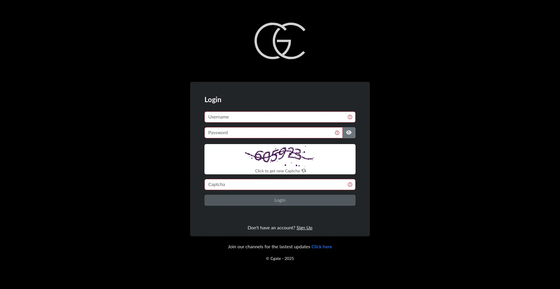 Website screenshot of Cgate.cc