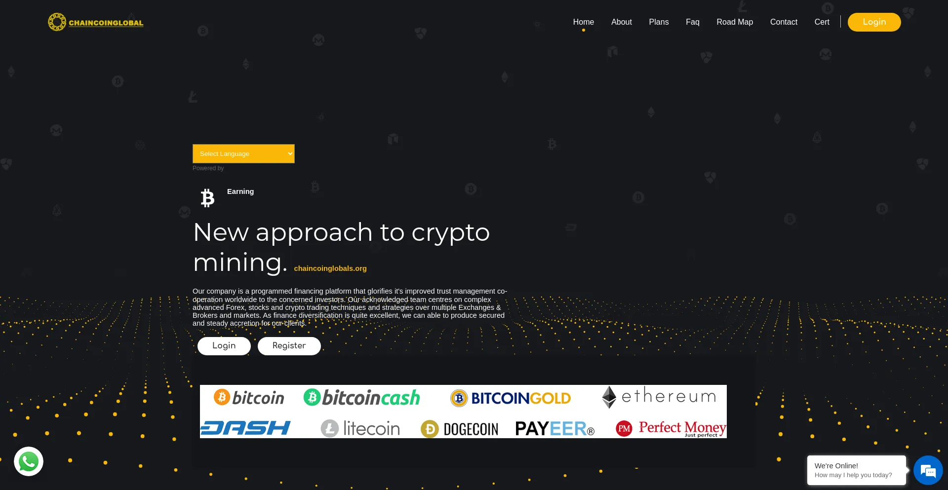 Website screenshot of Chaincoinglobals.org