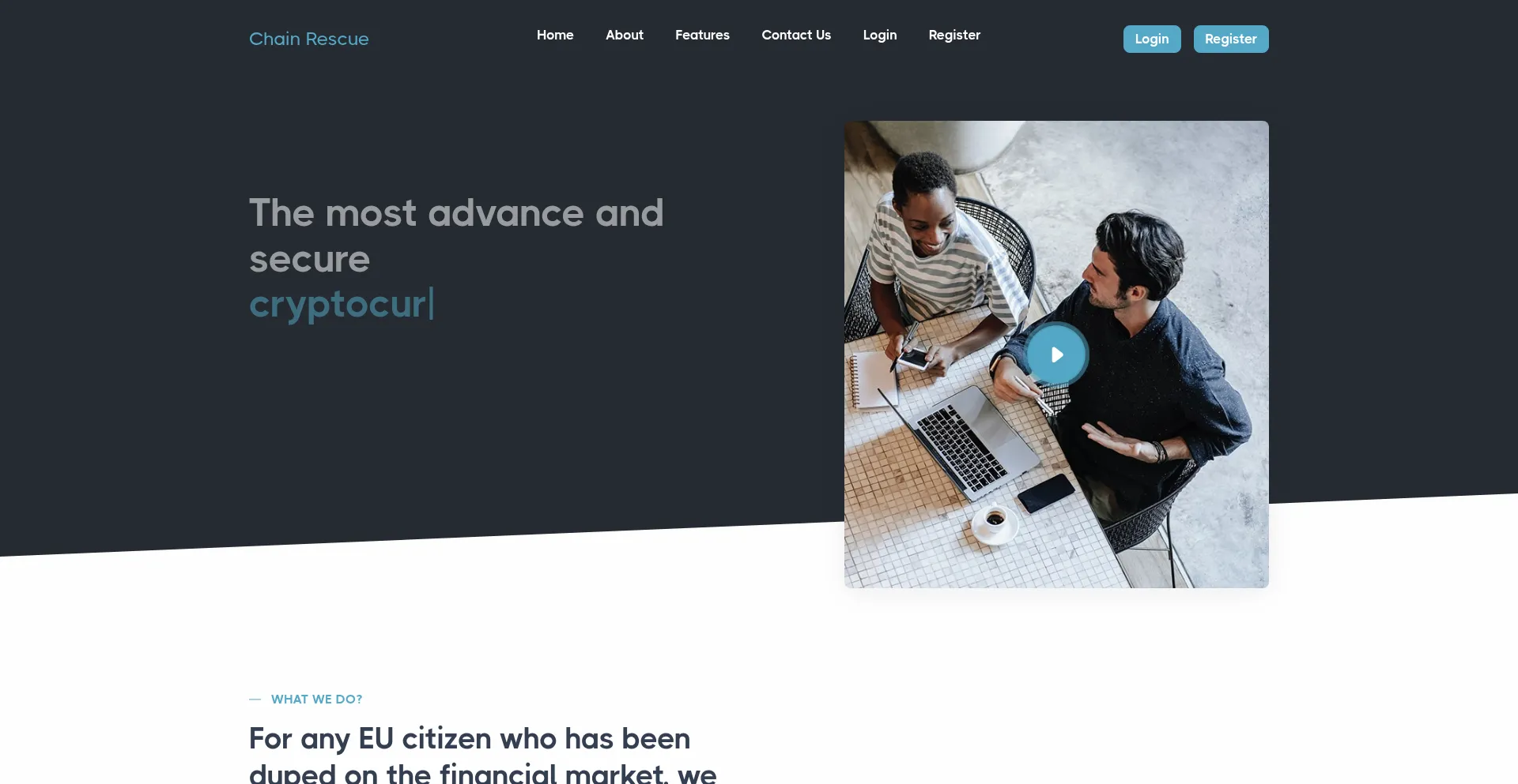Website screenshot of Chainrescue.io