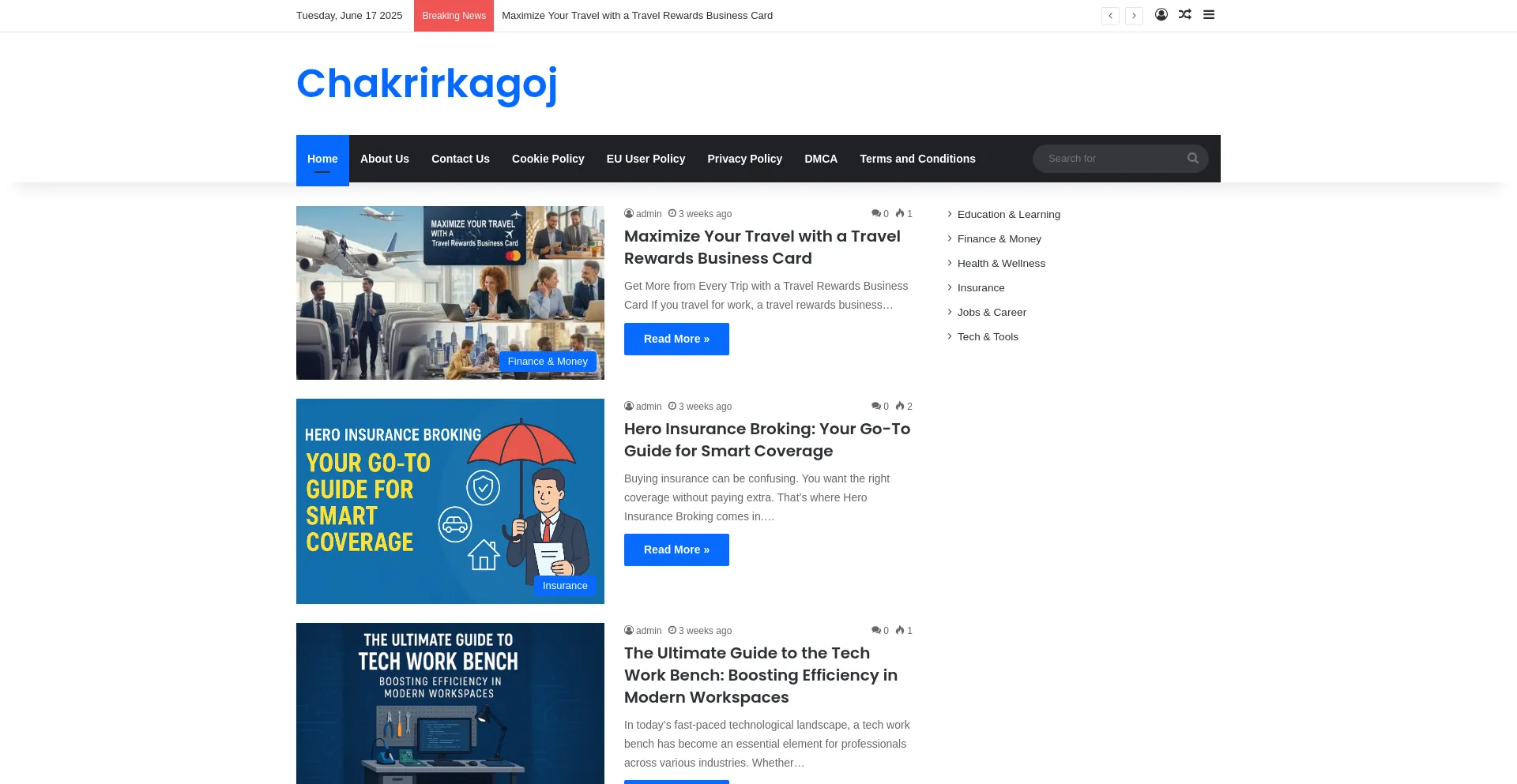 Website screenshot of Chakrirkagoj.com