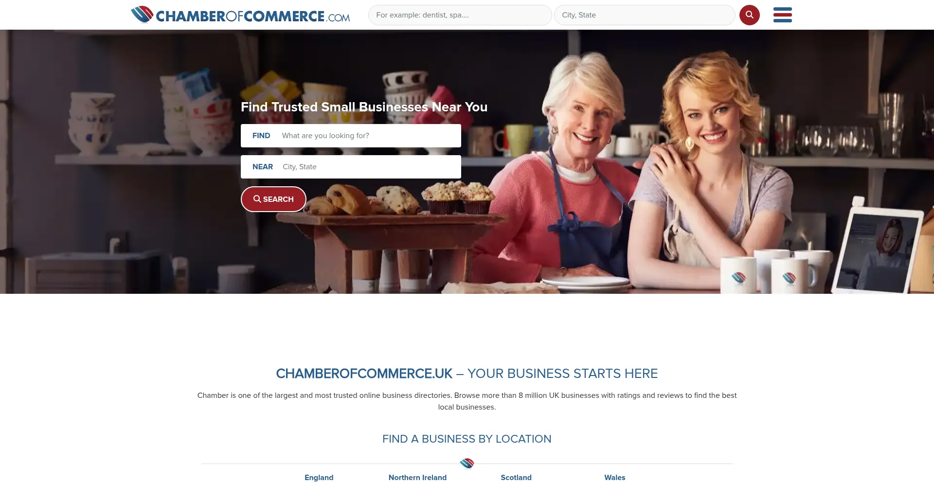 Website screenshot of Chamberofcommerce.uk