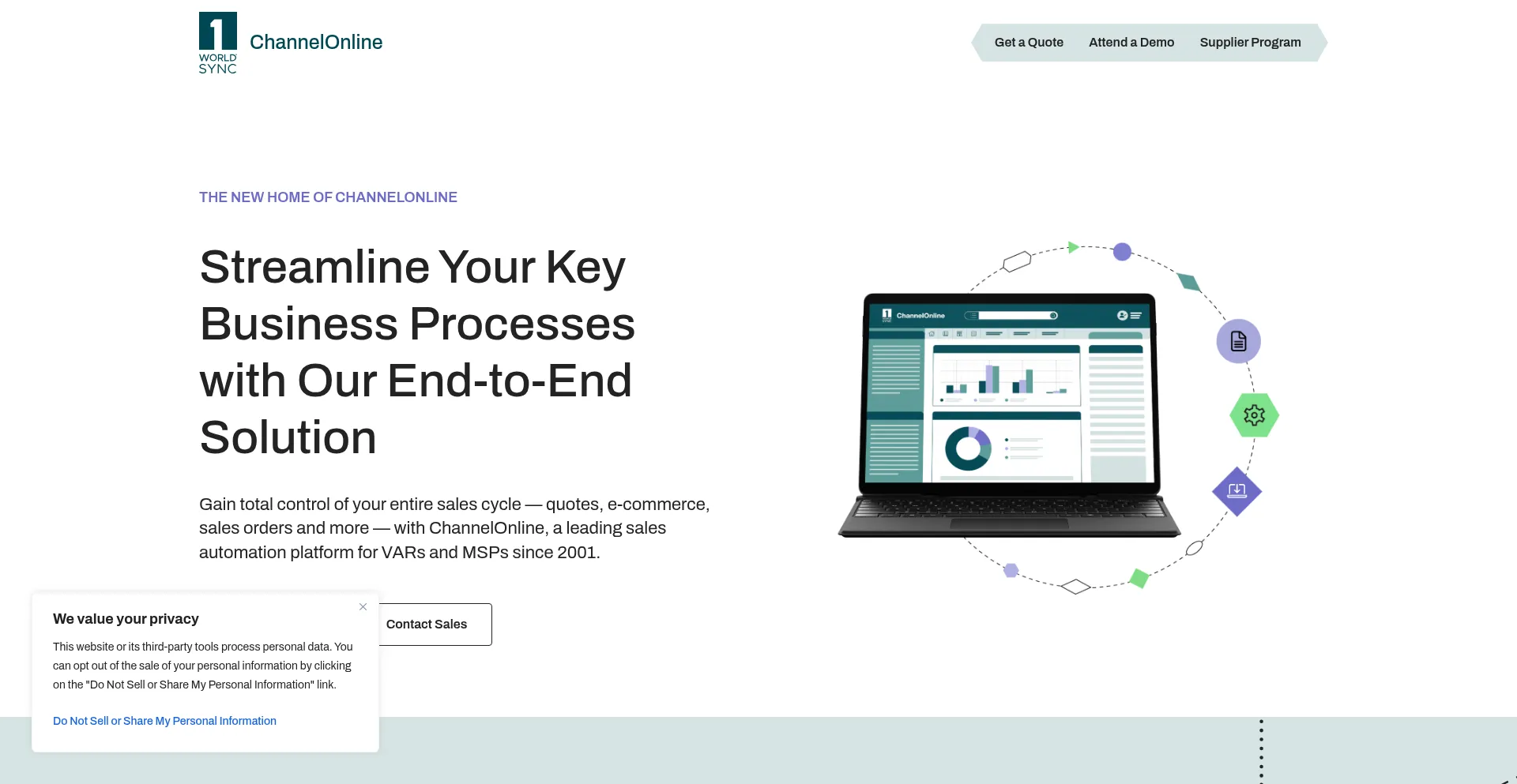 Website screenshot of Channelonline.com