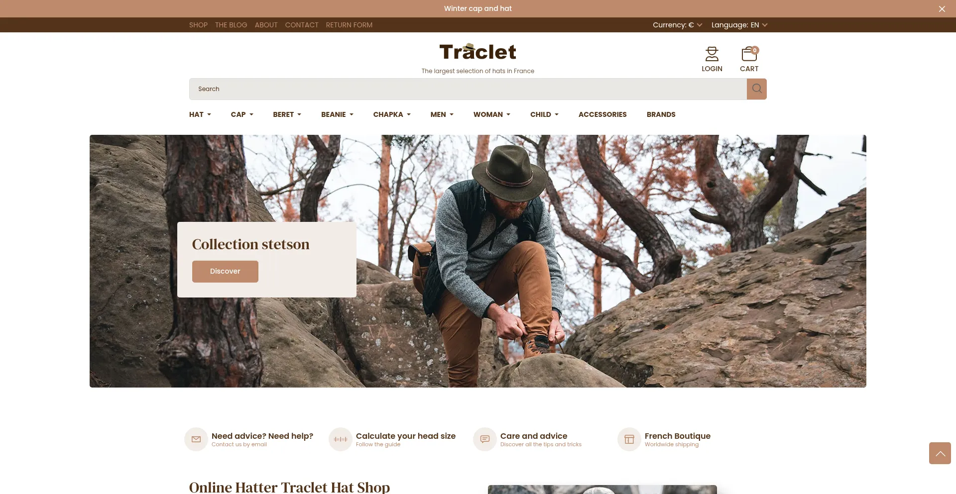 Website screenshot of Chapellerie-traclet.com
