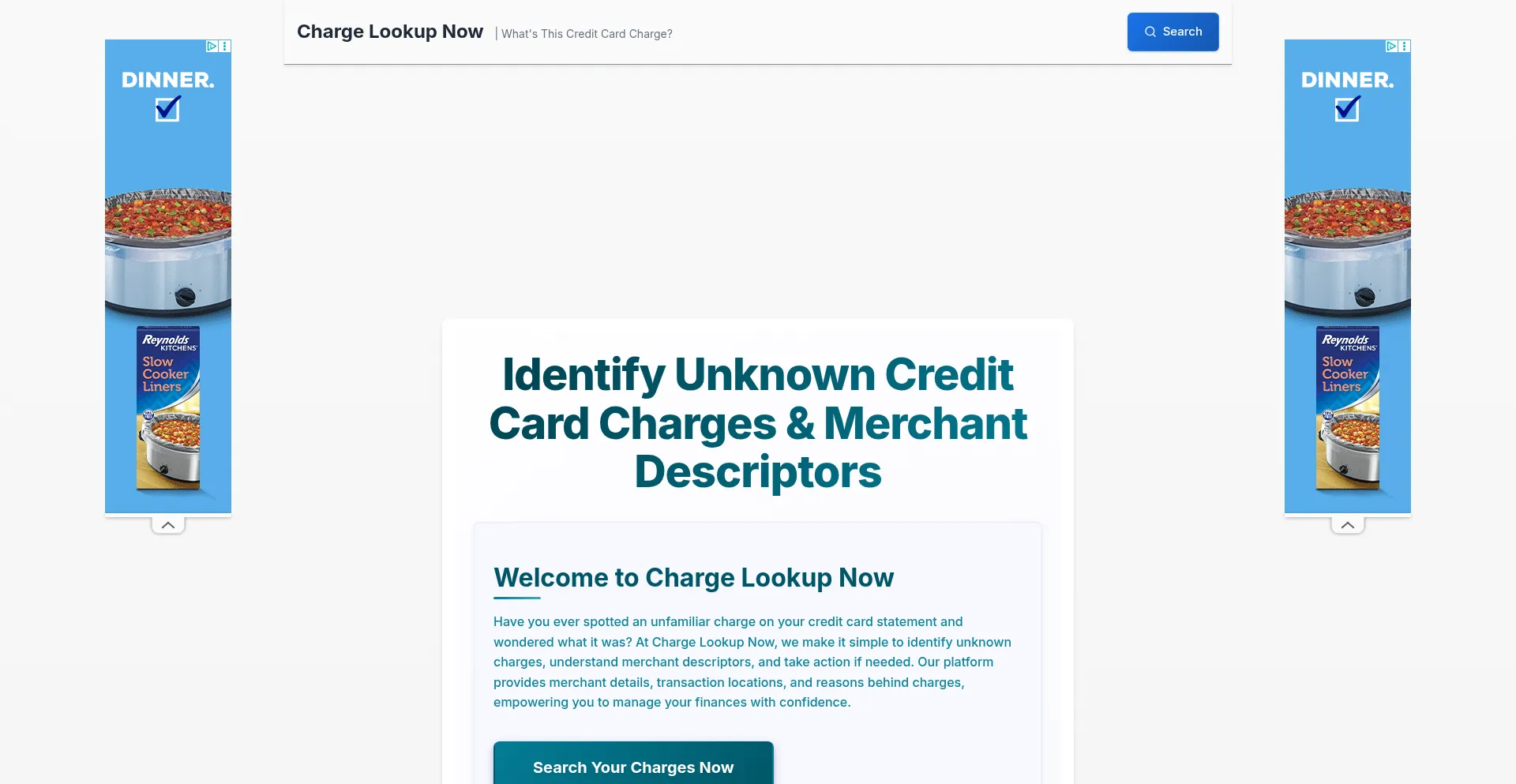 Chargelookupnow.com Screenshot
