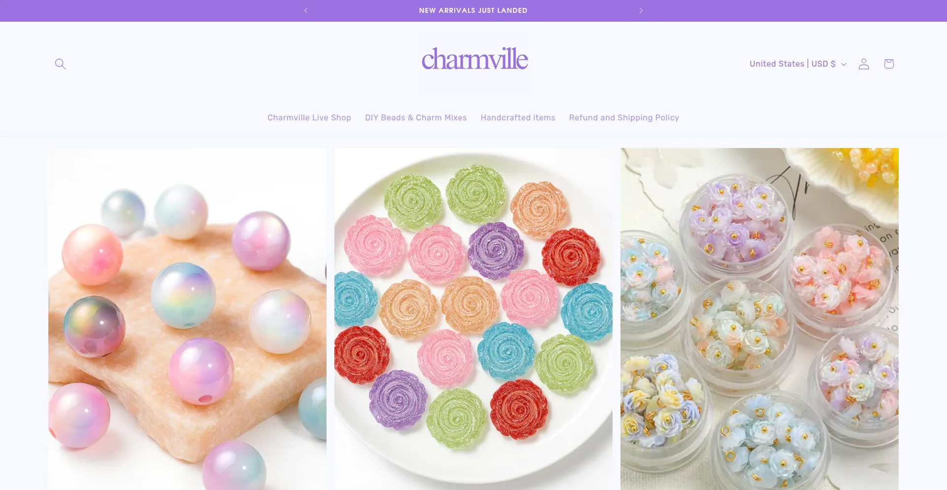 Website screenshot of Charmville.store