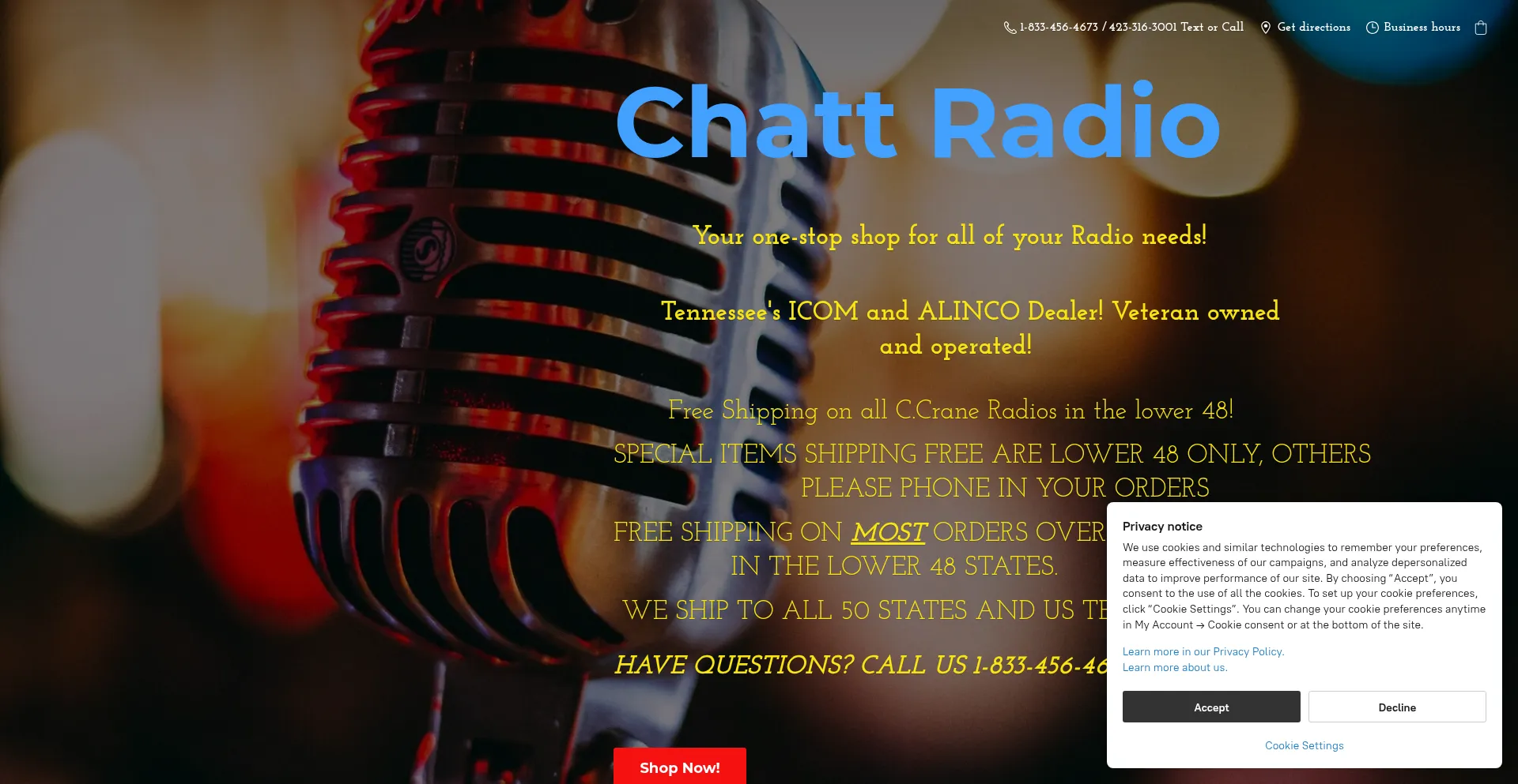Website screenshot of Chattradio.com
